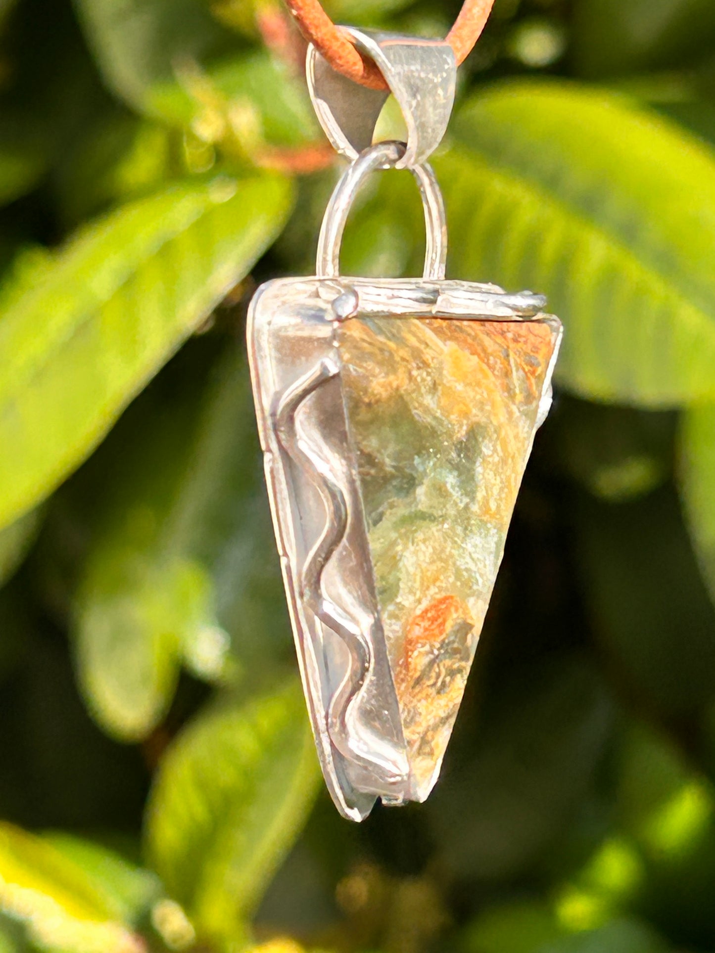 Plasma Agate Triangle Pendant