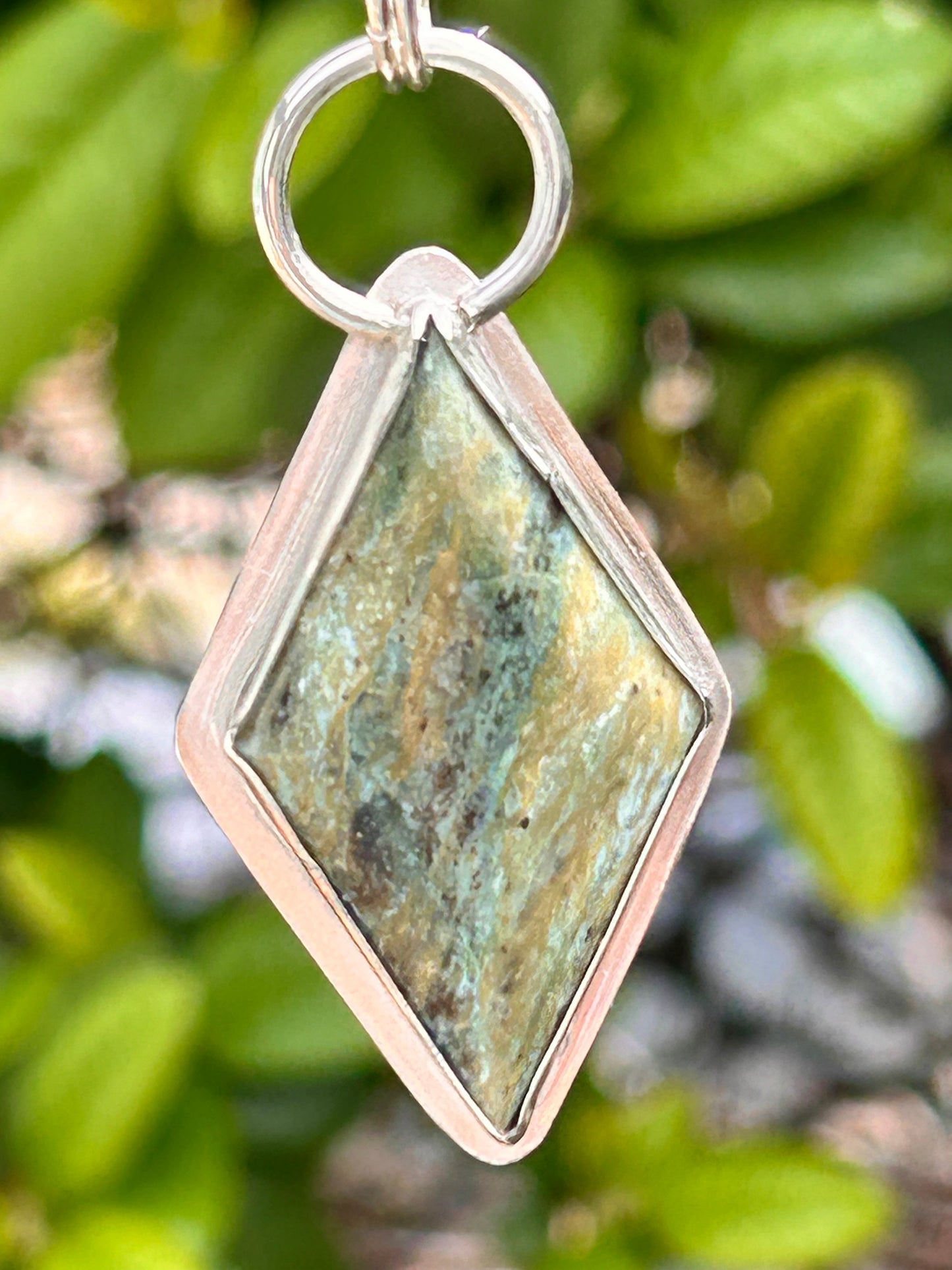 Plasma Agate Diamond Shaped Pendant