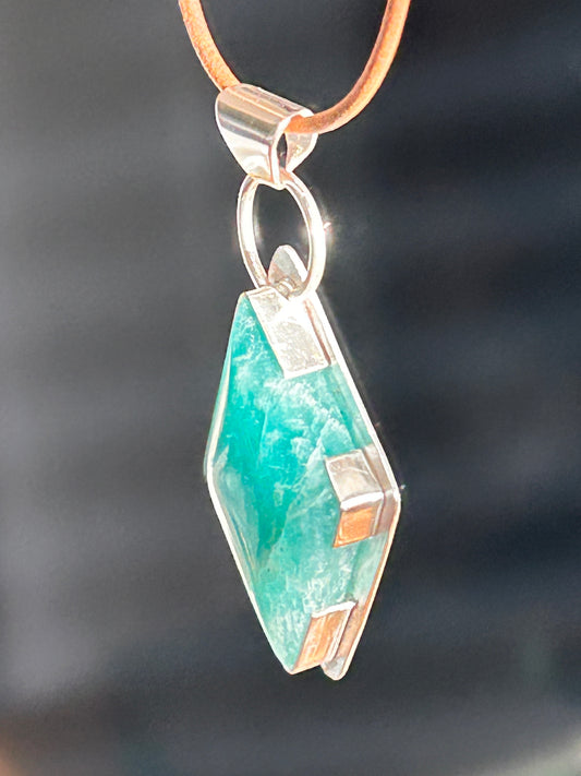 Amazonite Diamond Shape Pendant