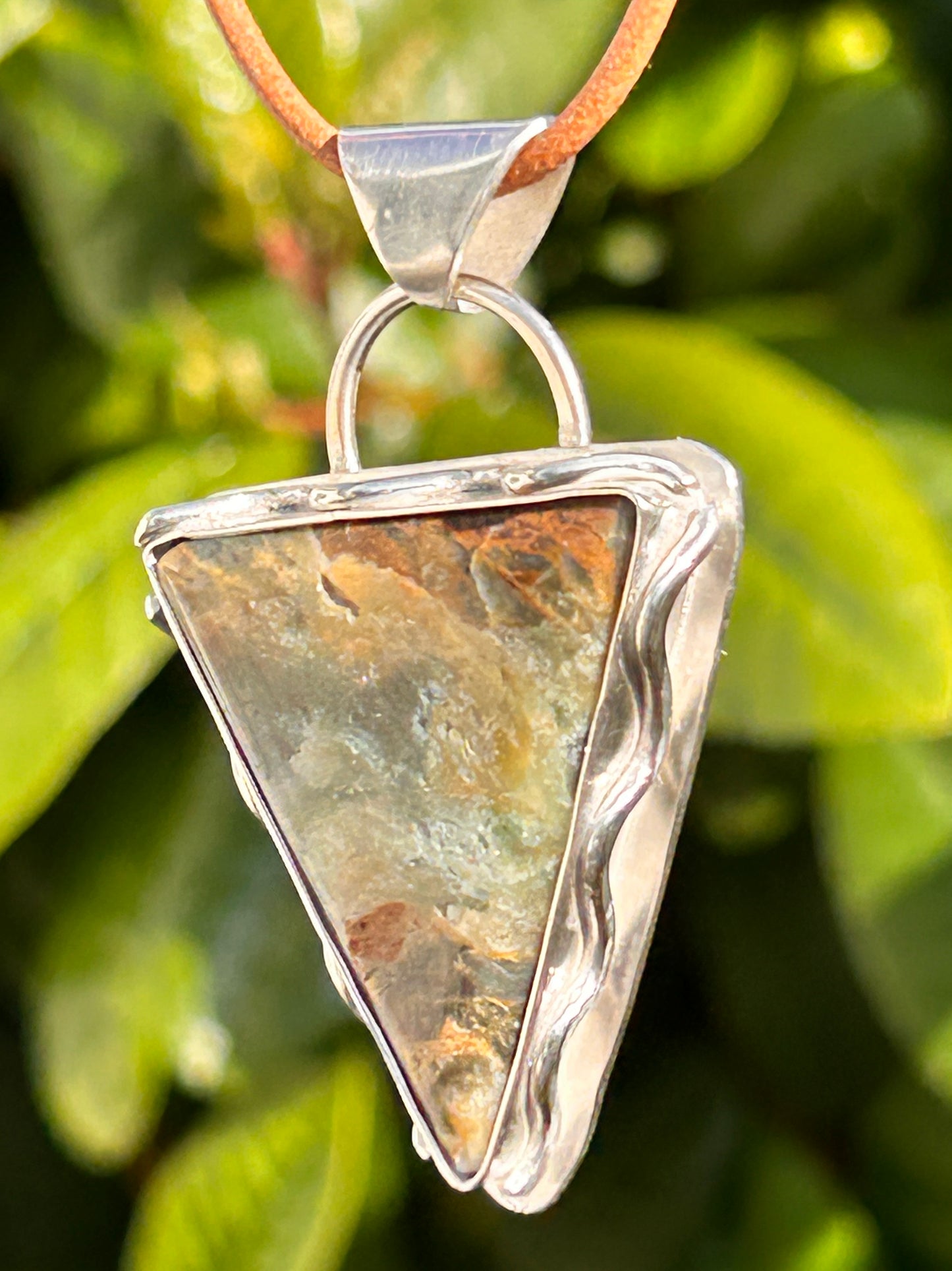 Plasma Agate Triangle Pendant