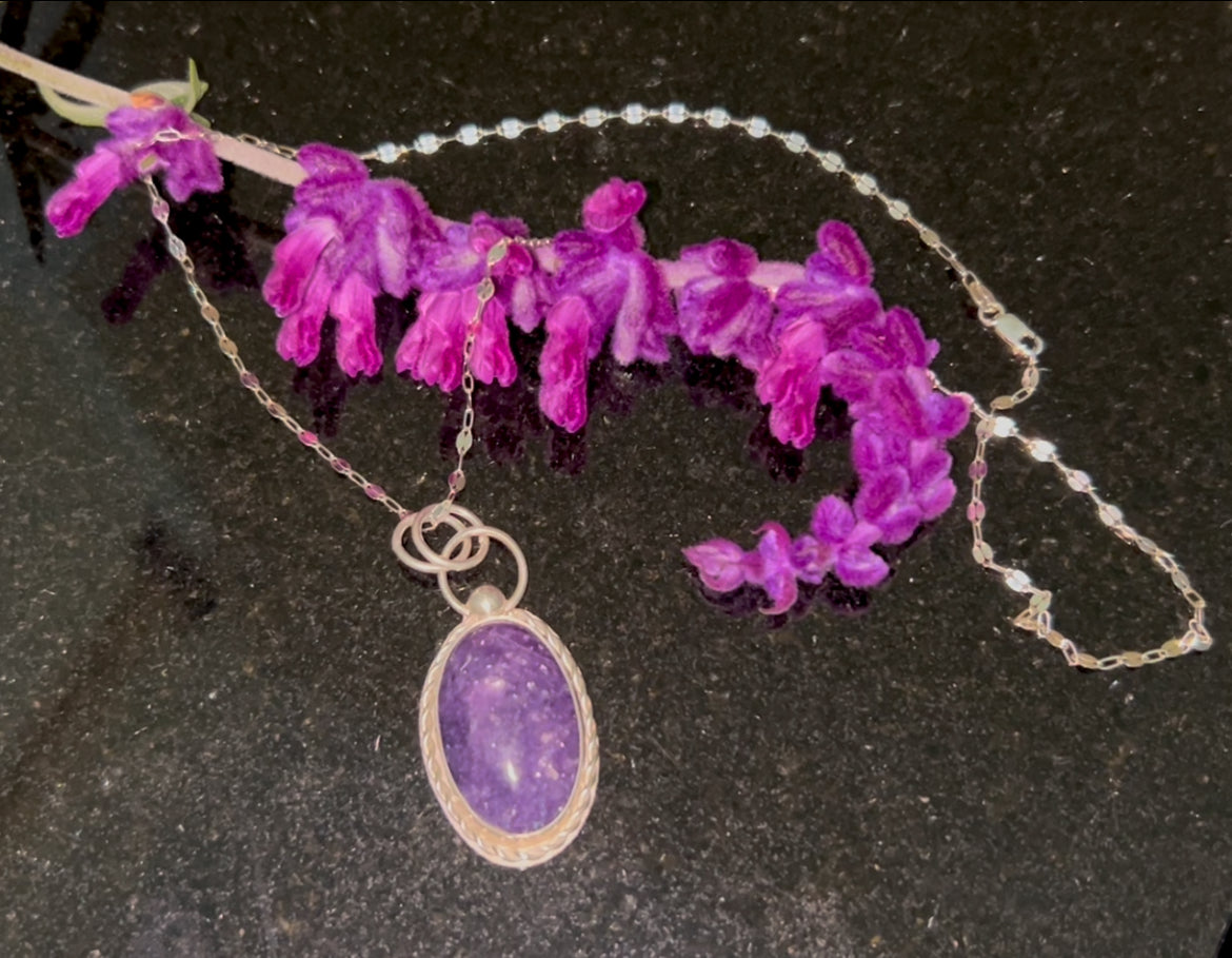 Lepidolite Oval Pendant