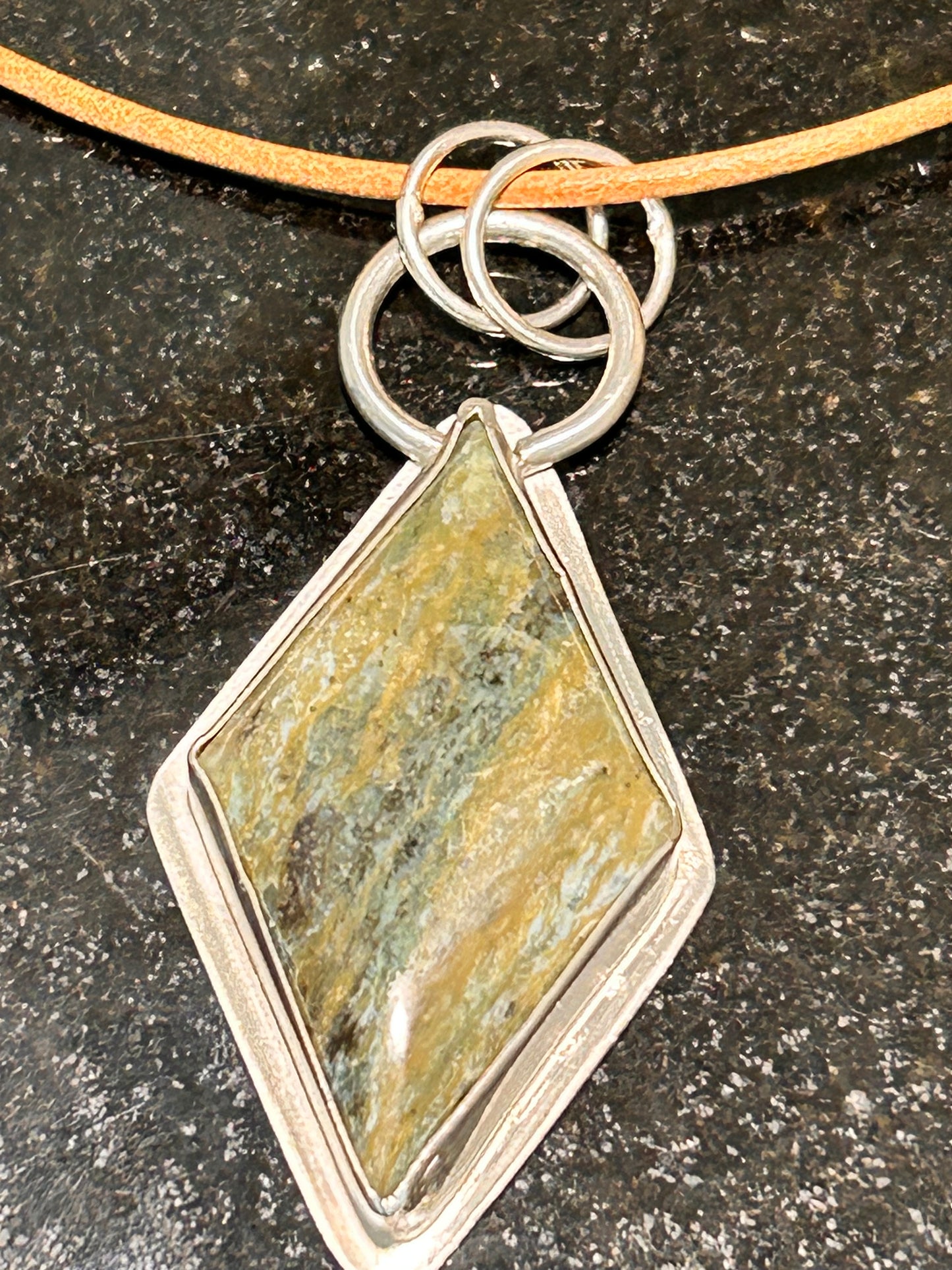 Plasma Agate Diamond Shaped Pendant
