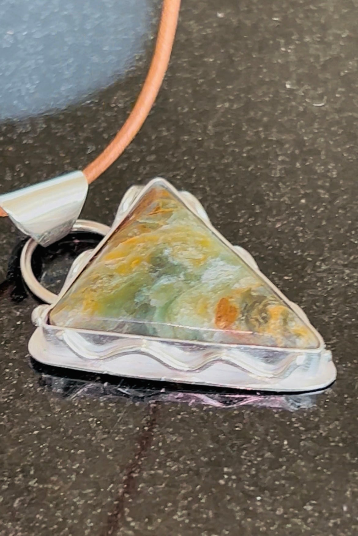 Plasma Agate Triangle Pendant