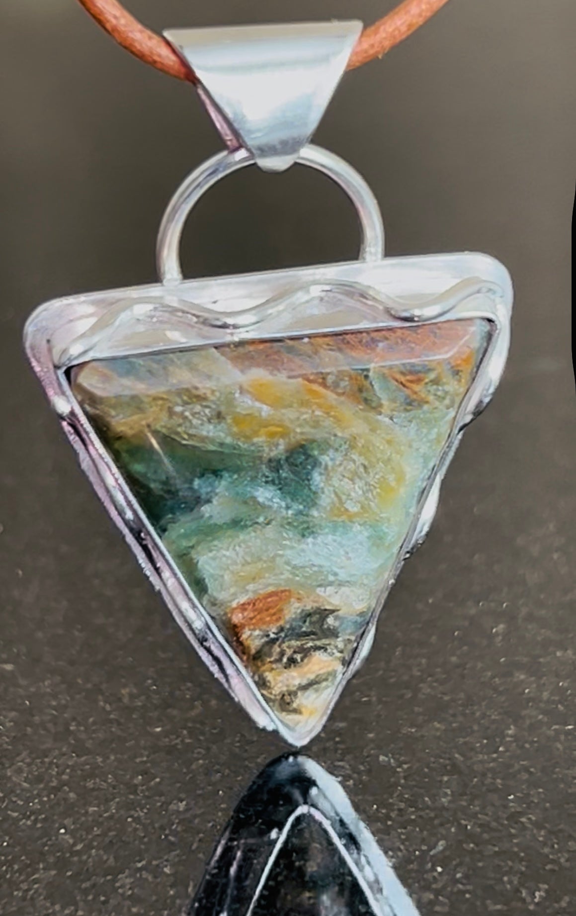 Plasma Agate Triangle Pendant
