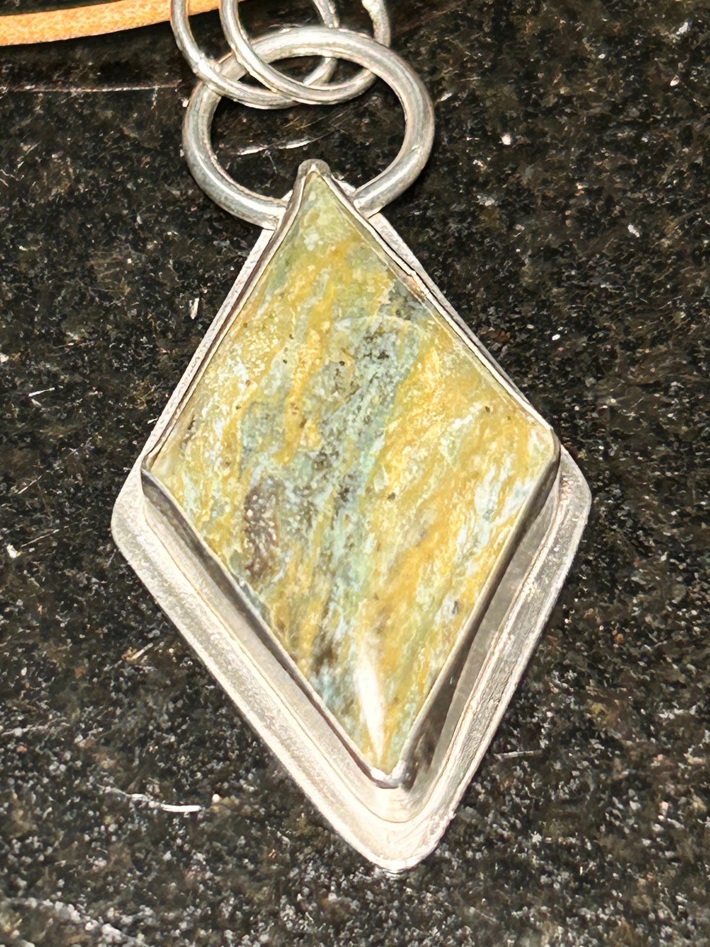 Plasma Agate Diamond Shaped Pendant