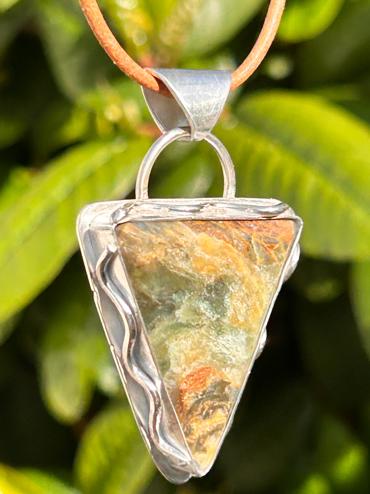 Plasma Agate Triangle Pendant