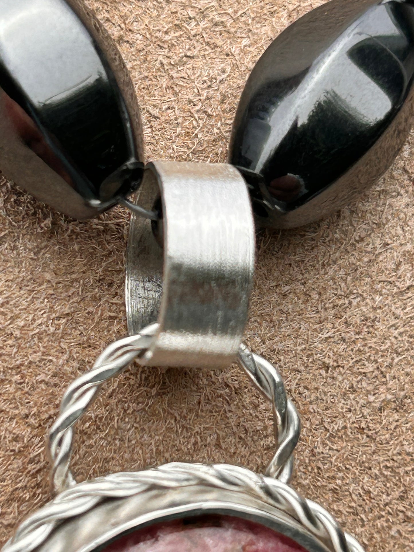 Rhodonite Oval Pendant Necklace
