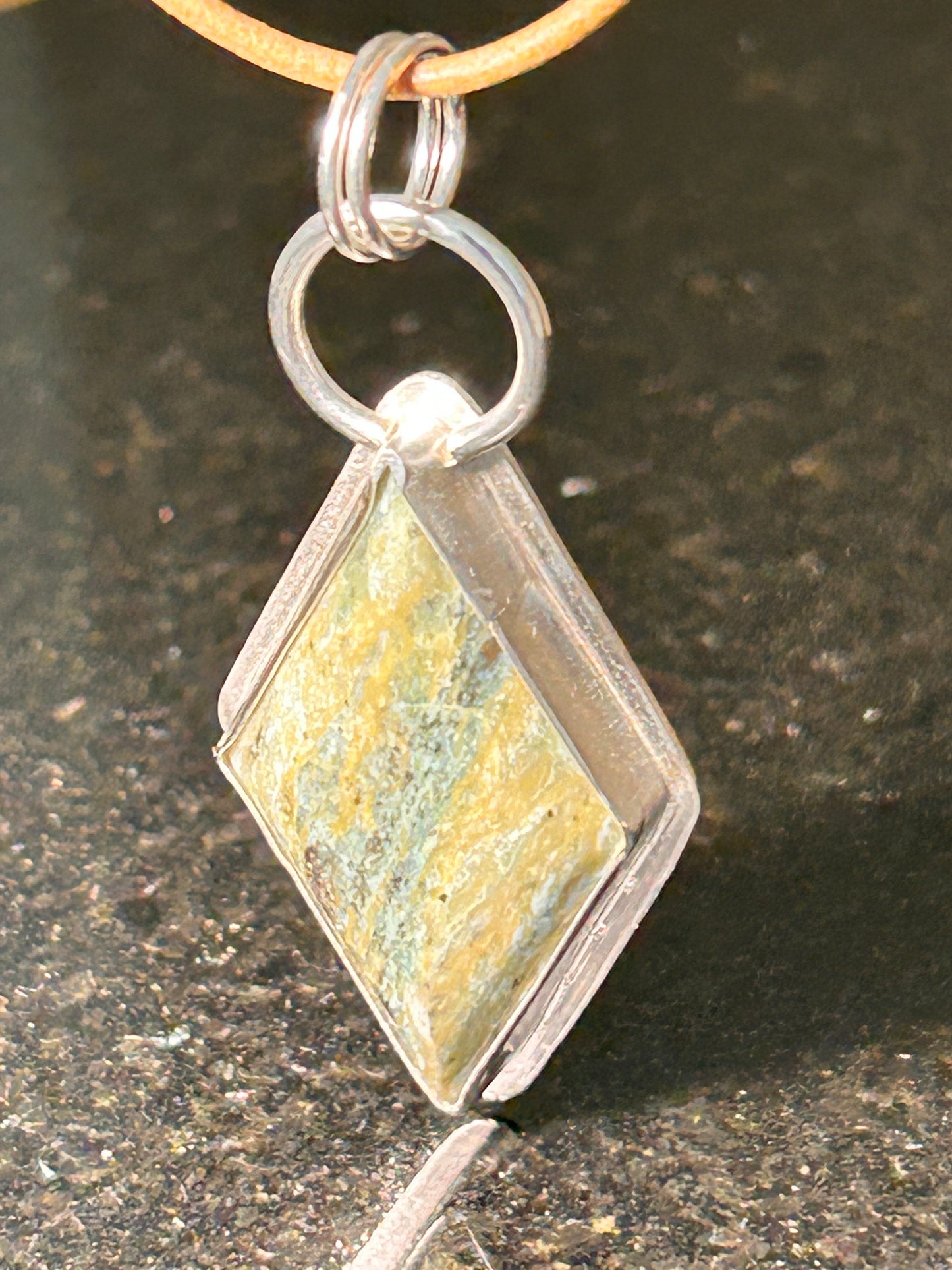 Plasma Agate Diamond Shaped Pendant