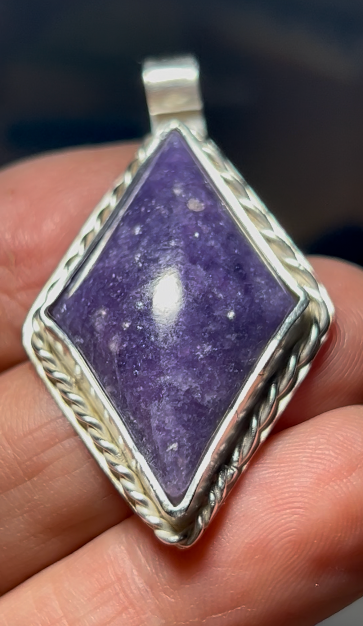 Lepidolite Diamond Shaped Pendant