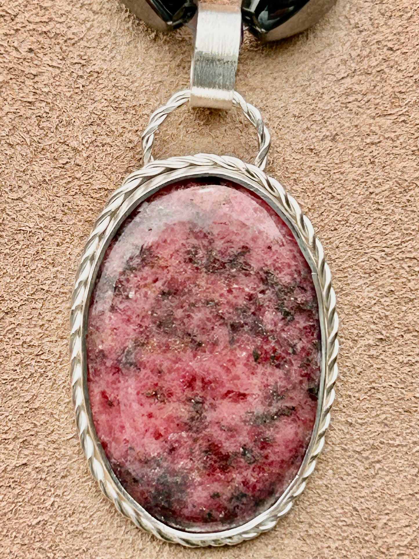 Rhodonite Oval Pendant Necklace