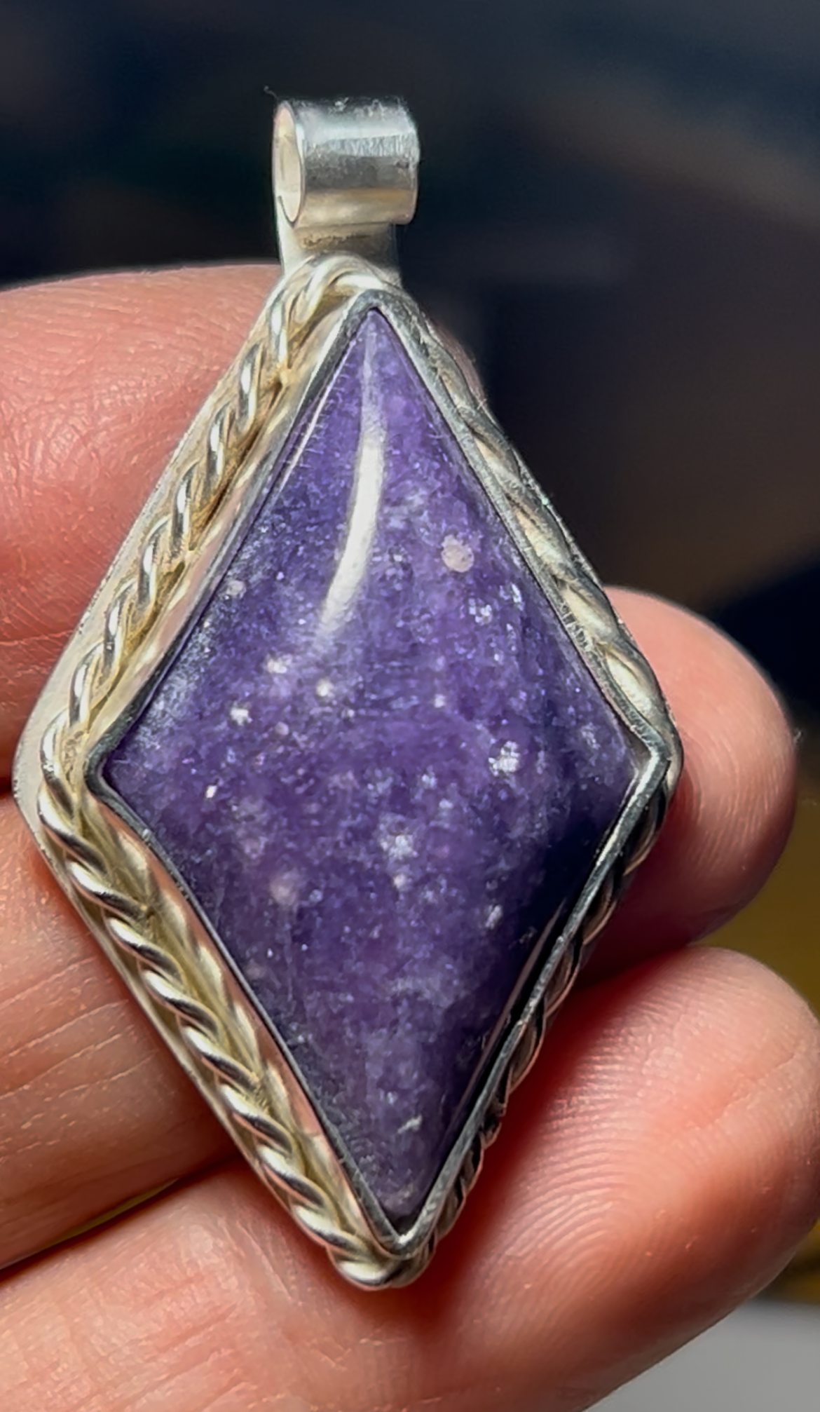 Lepidolite Diamond Shaped Pendant