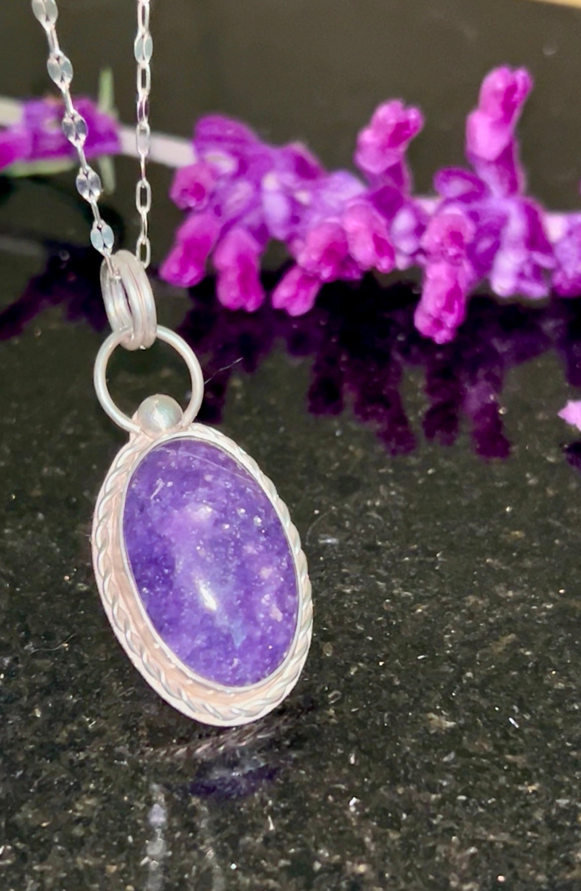 Lepidolite Oval Pendant