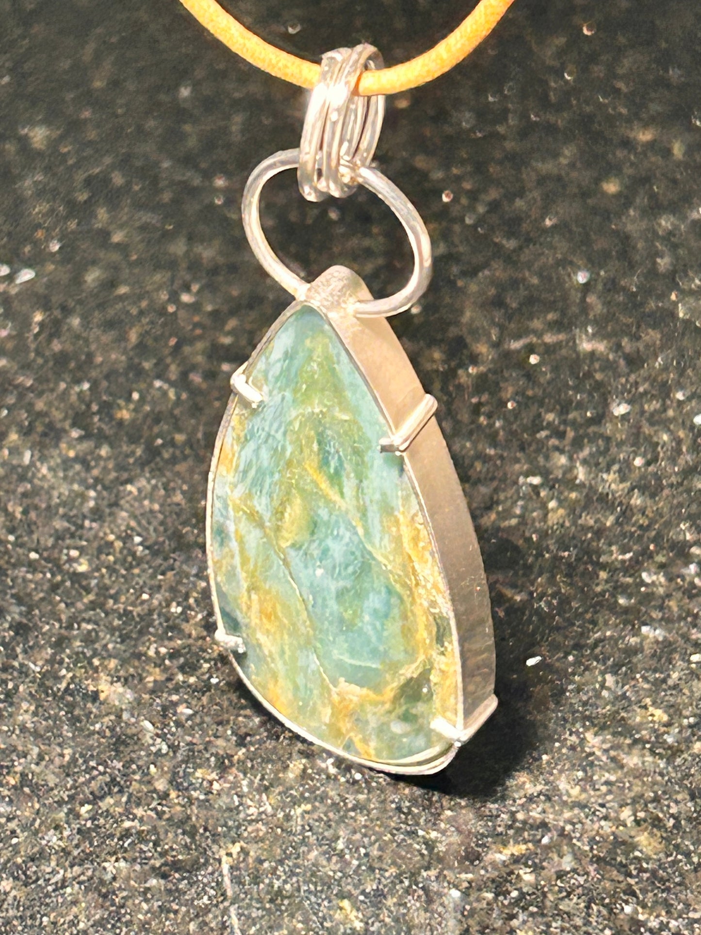 Plasma Agate Teardrop Pendant