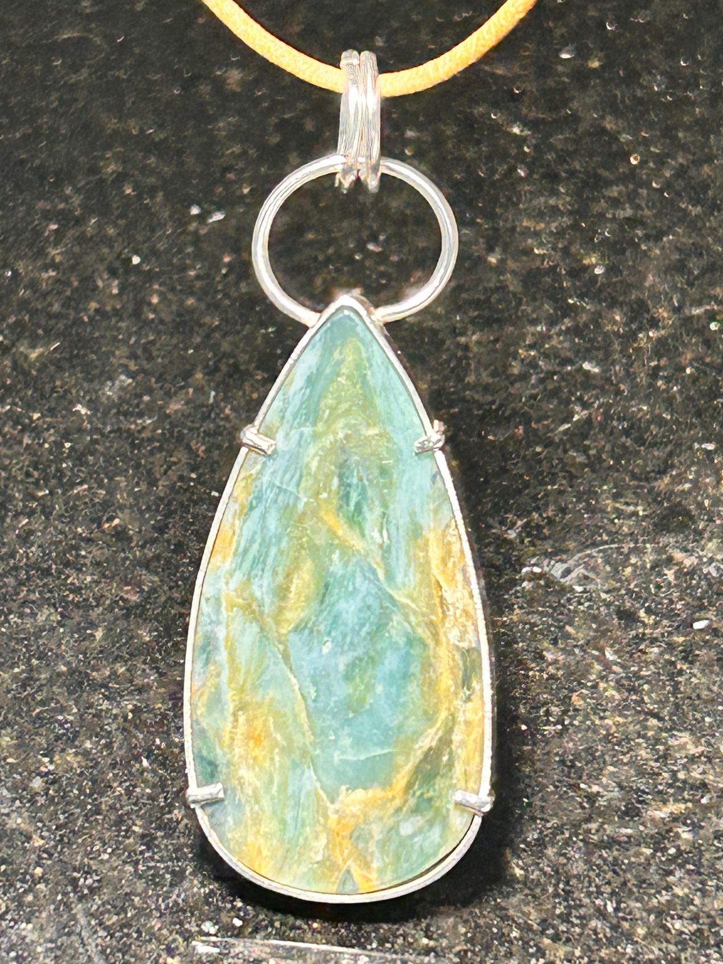 Plasma Agate Teardrop Pendant