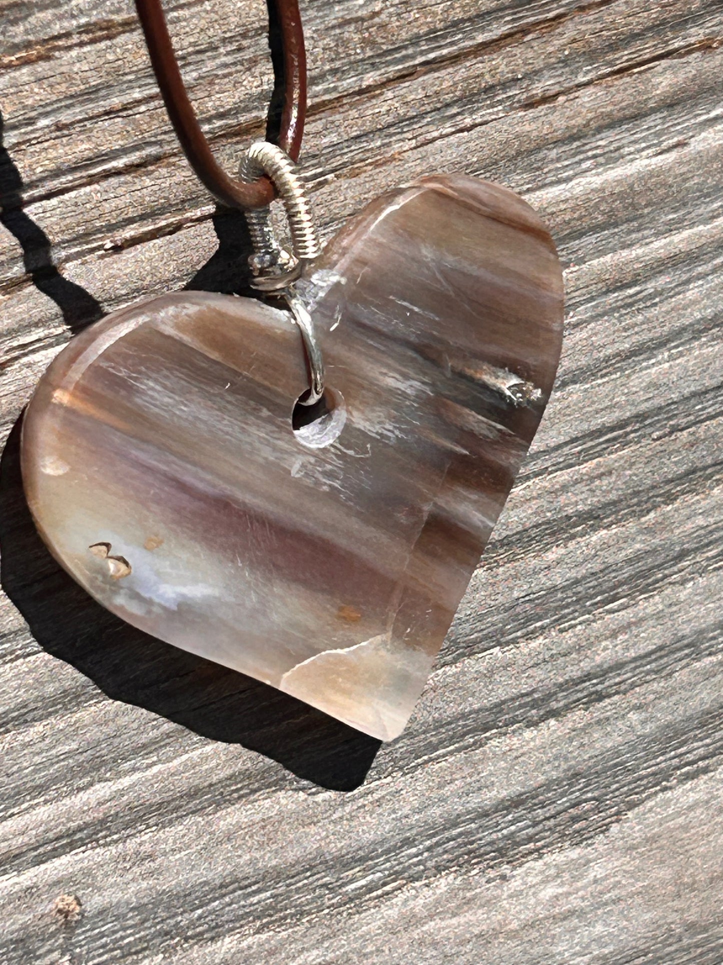 Petrified Wood Heart Pendant