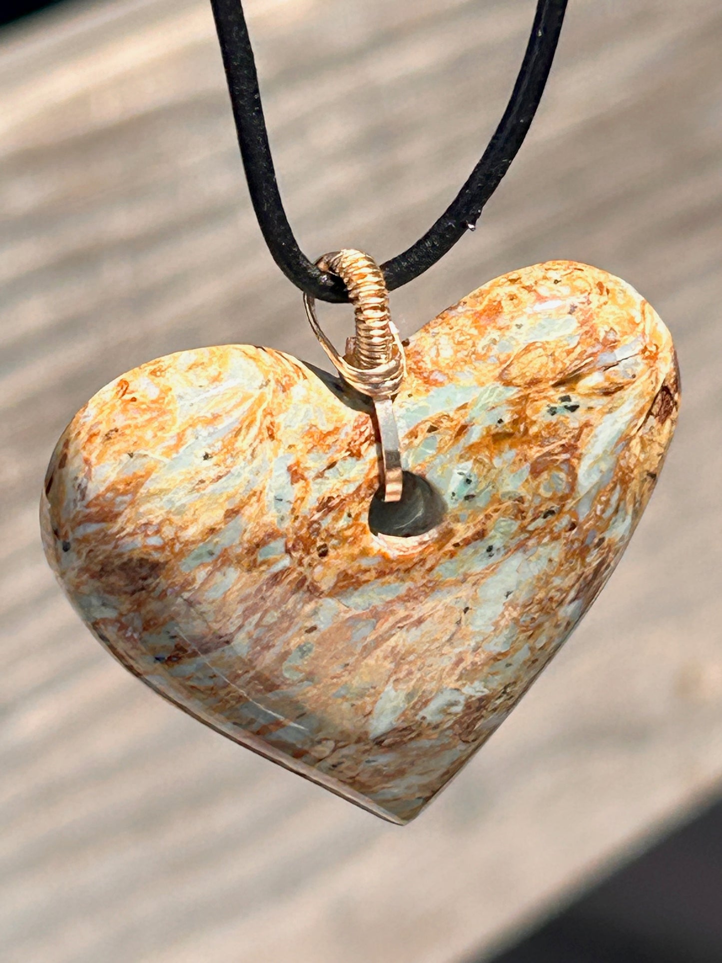 Plasma Agate Heart Pendant