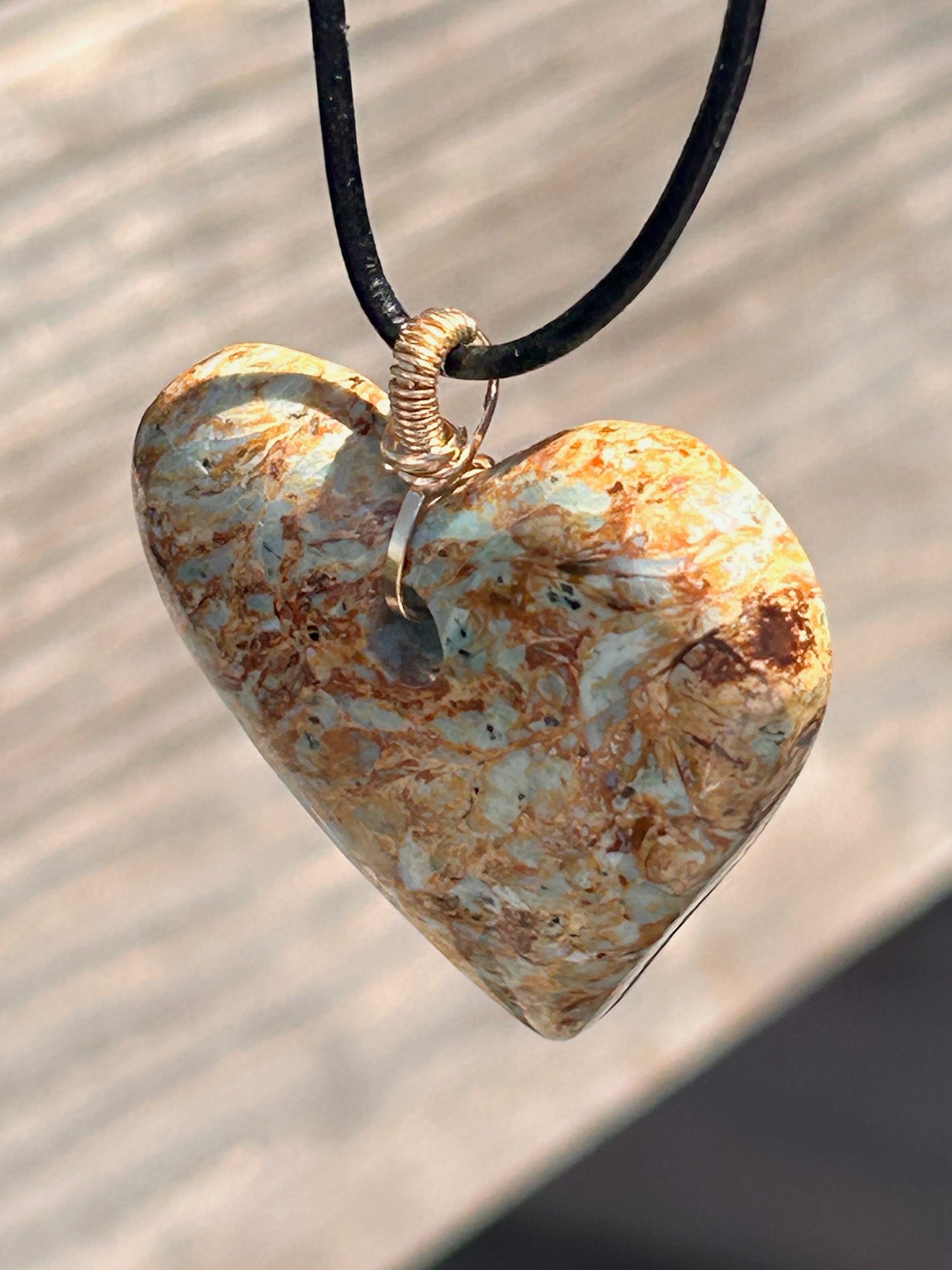 Plasma Agate Heart Pendant