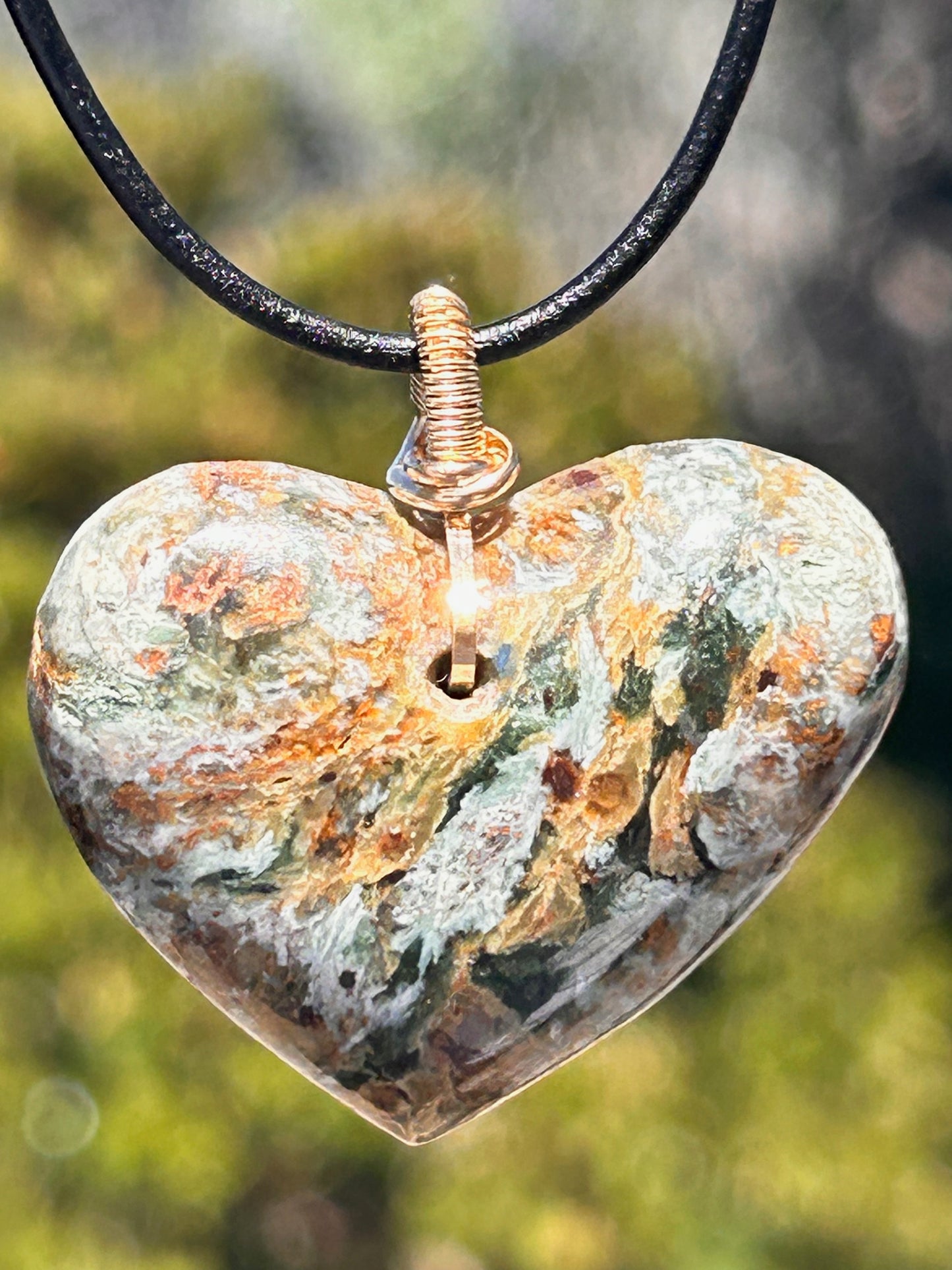Plasma Agate Heart Pendant