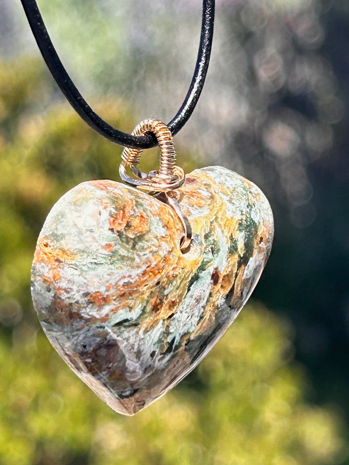 Plasma Agate Heart Pendant