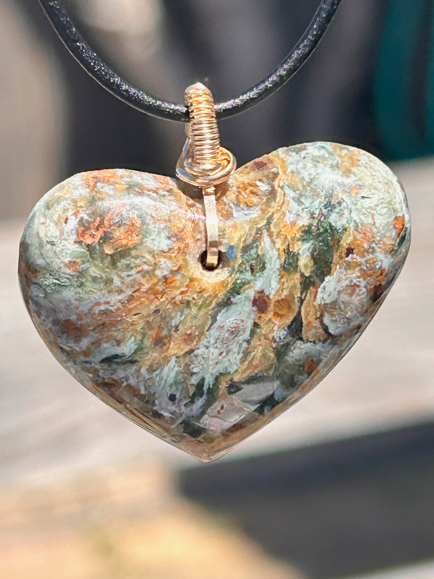 Plasma Agate Heart Pendant