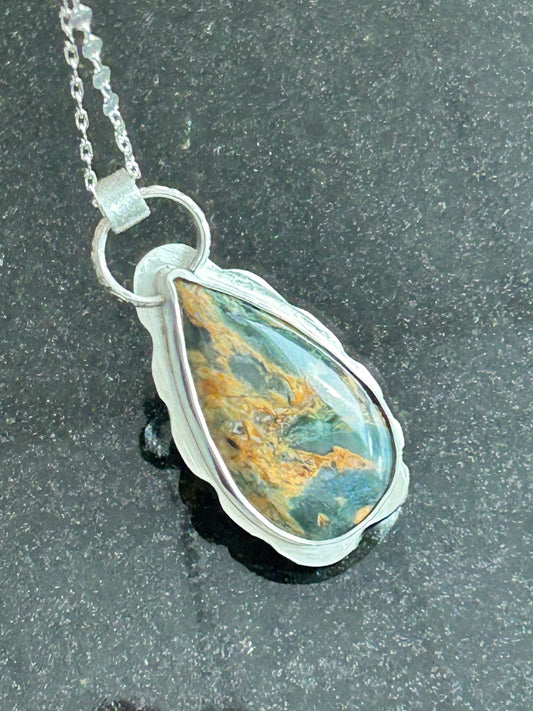 Plasma Agate Teardrop Pendant