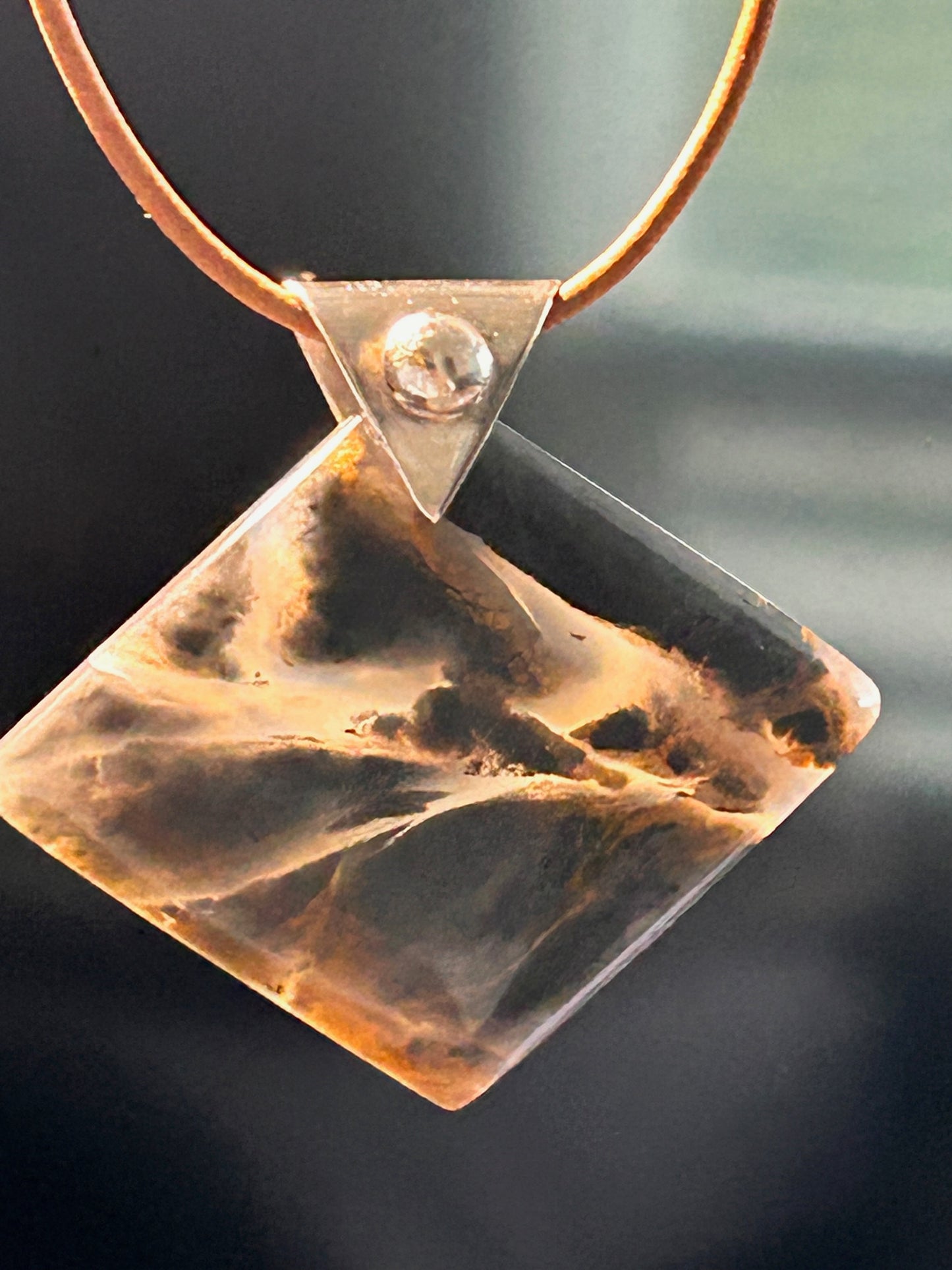 Nipomo Agate Diamond Shaped Pendant
