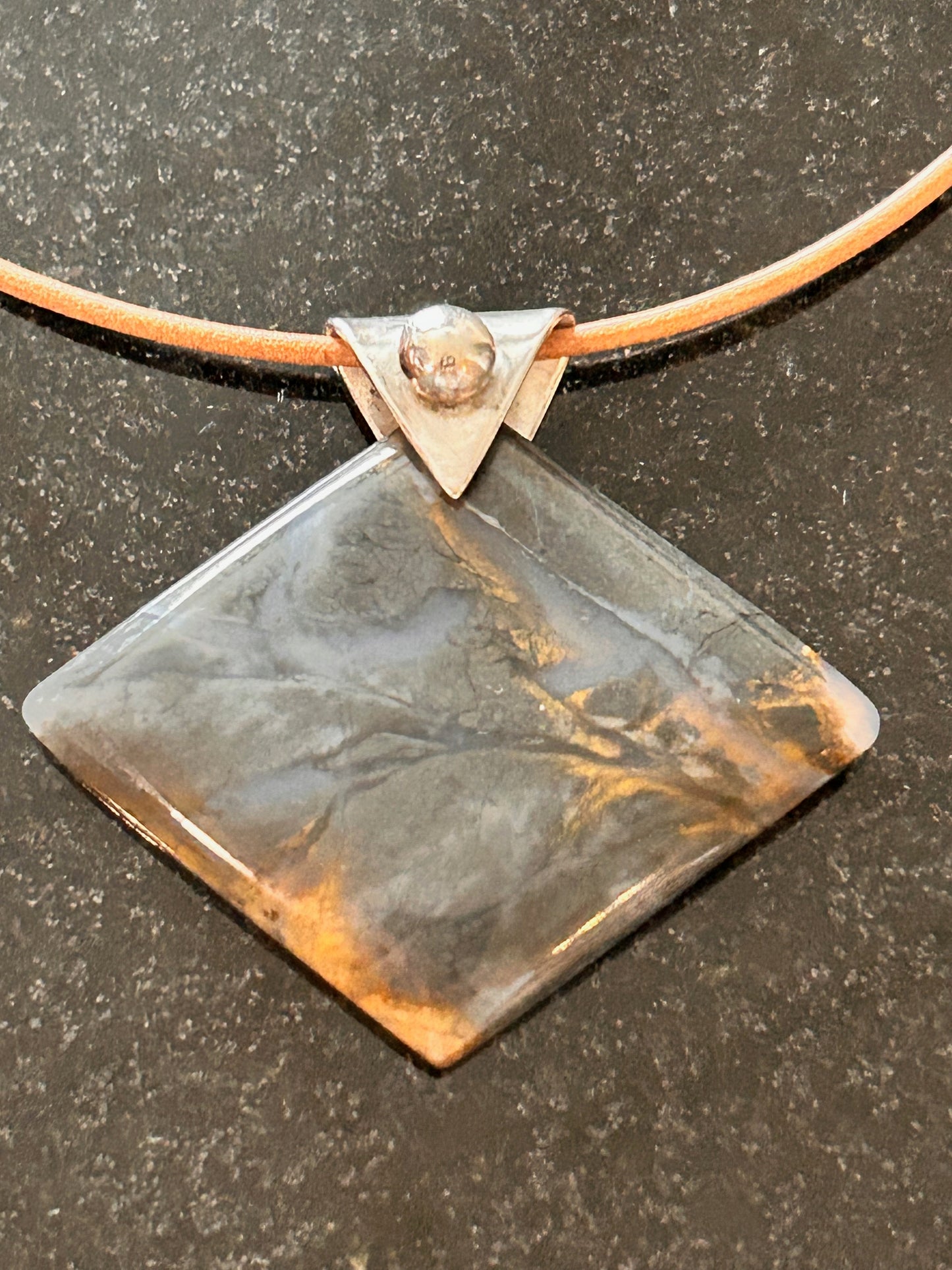Nipomo Agate Diamond Shaped Pendant