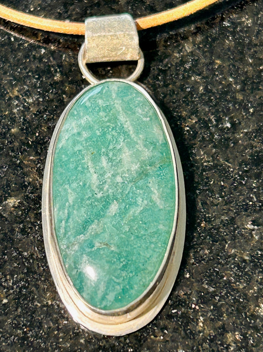 Amazonite Long Oval Pendant