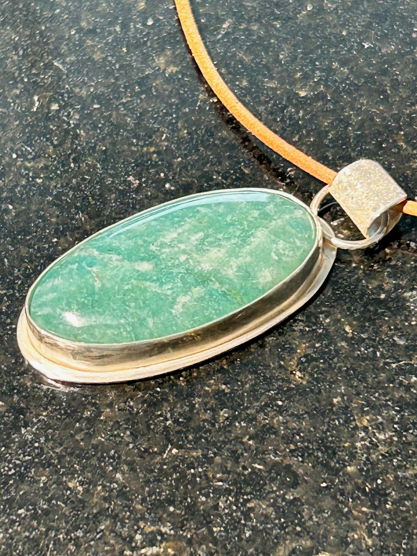 Amazonite Long Oval Pendant