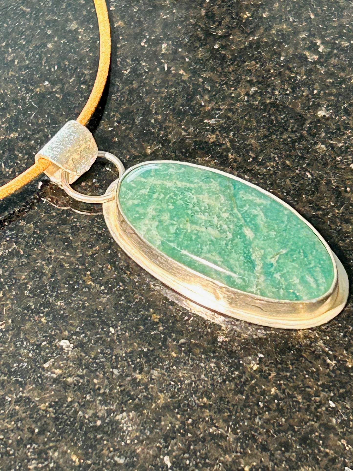 Amazonite Long Oval Pendant