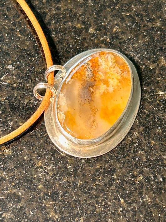 Graveyard Point Plume Agate Oval Pendant