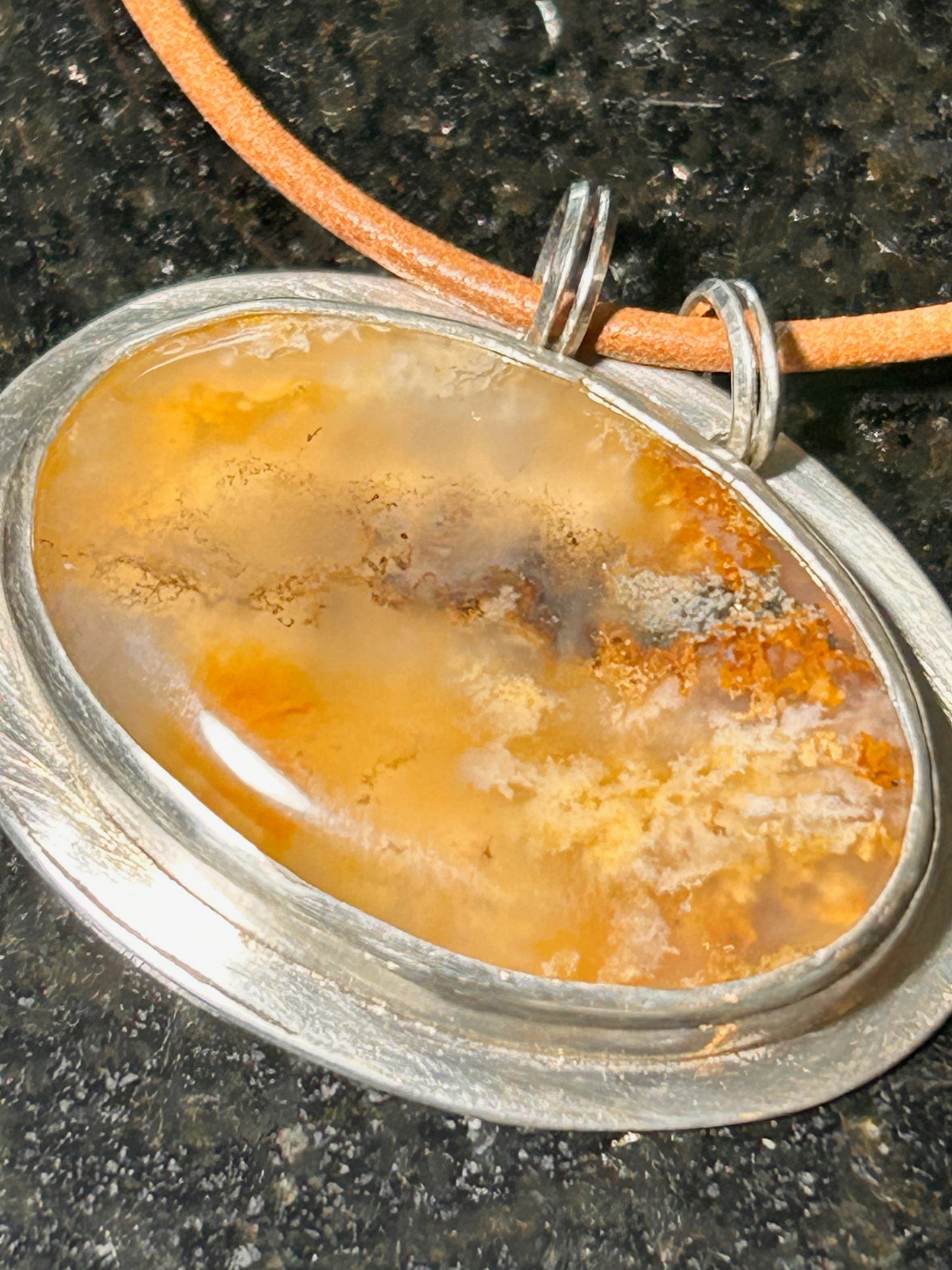 Graveyard Point Plume Agate Oval Pendant