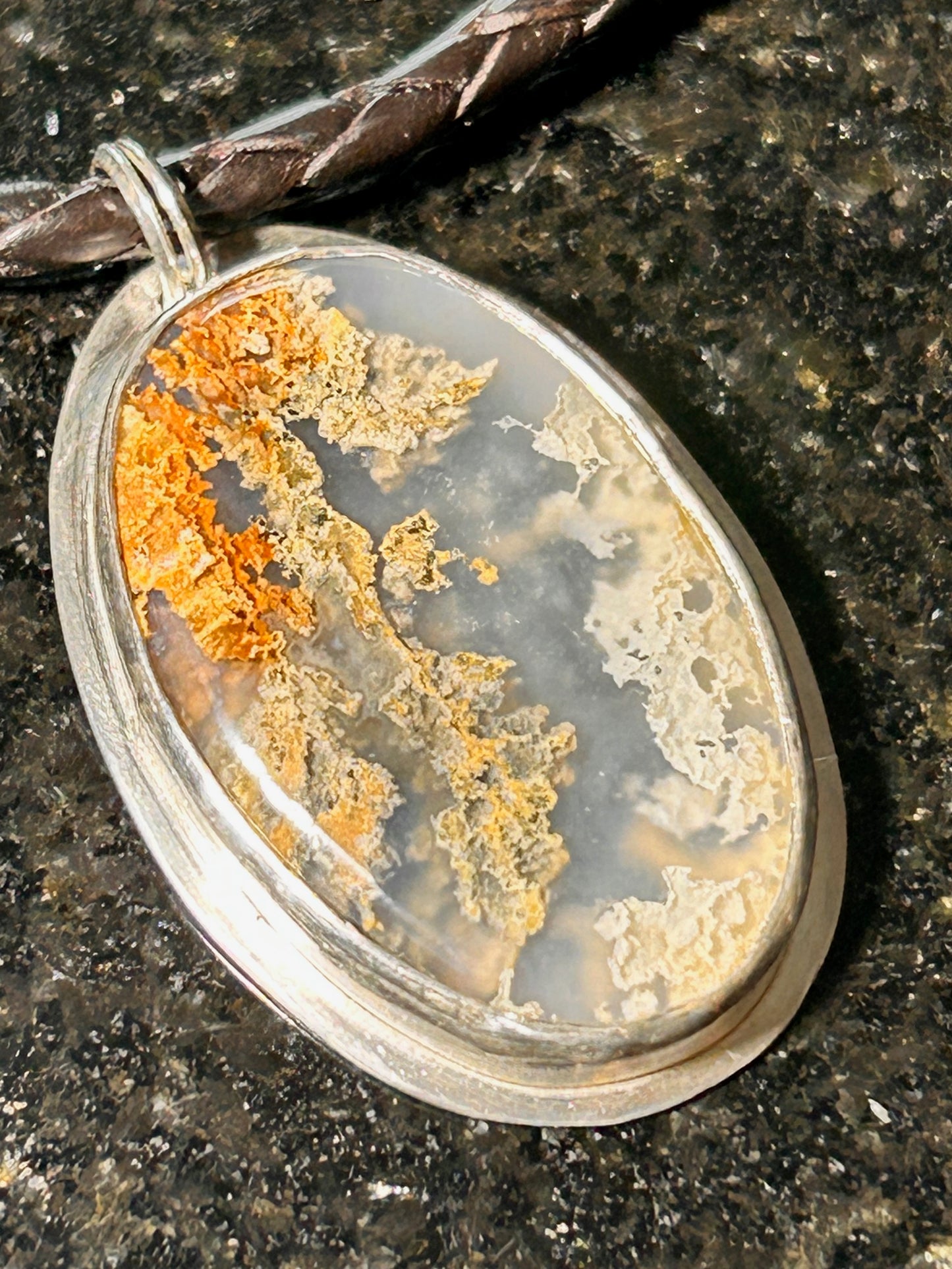 Graveyard Point Plume Agate Oval Pendant
