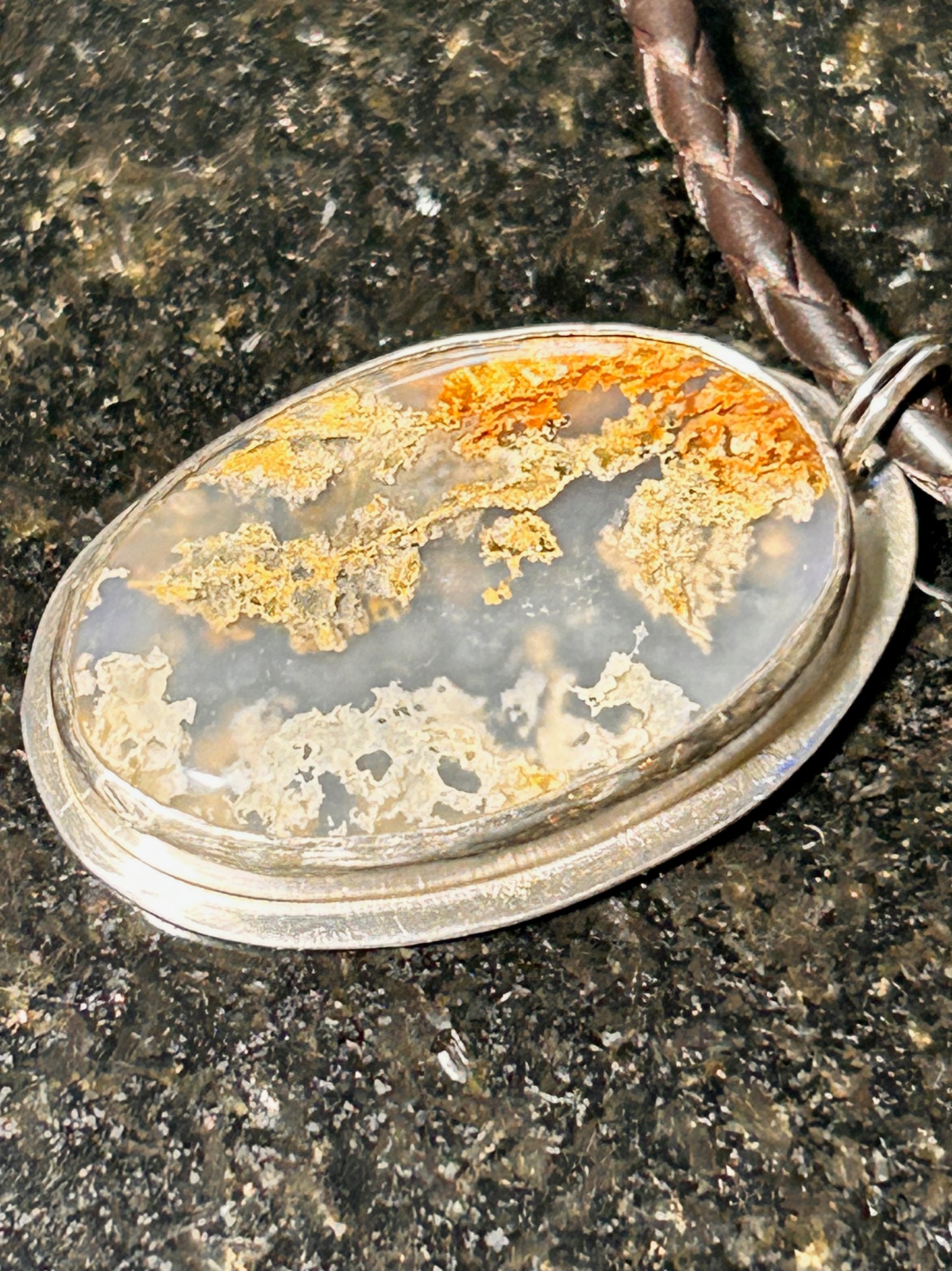 Graveyard Point Plume Agate Oval Pendant