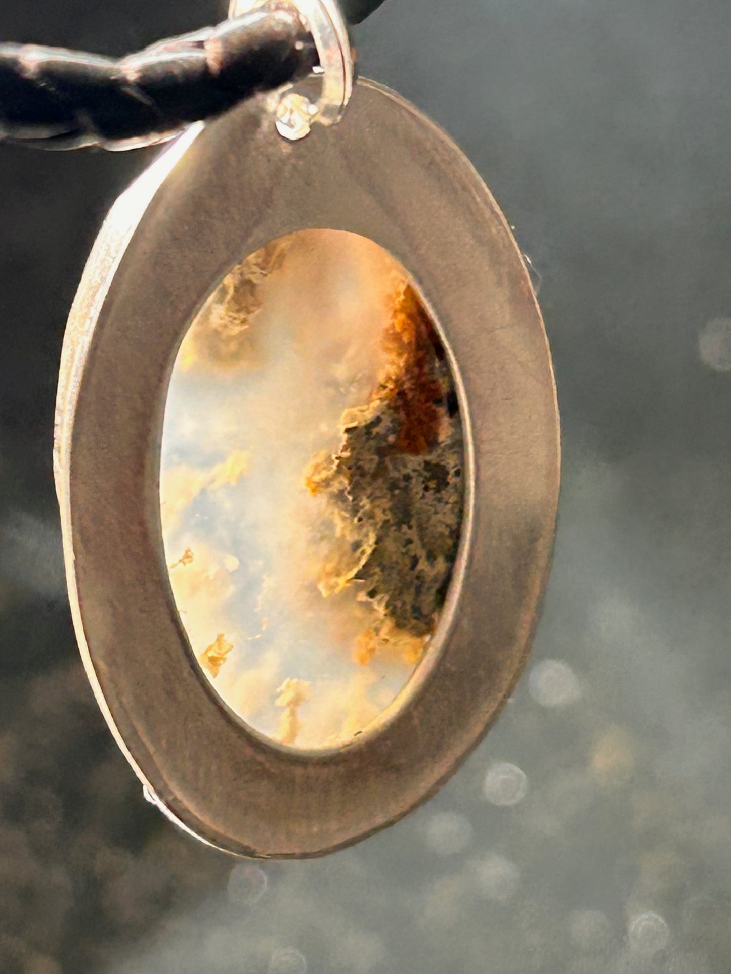 Graveyard Point Plume Agate Oval Pendant