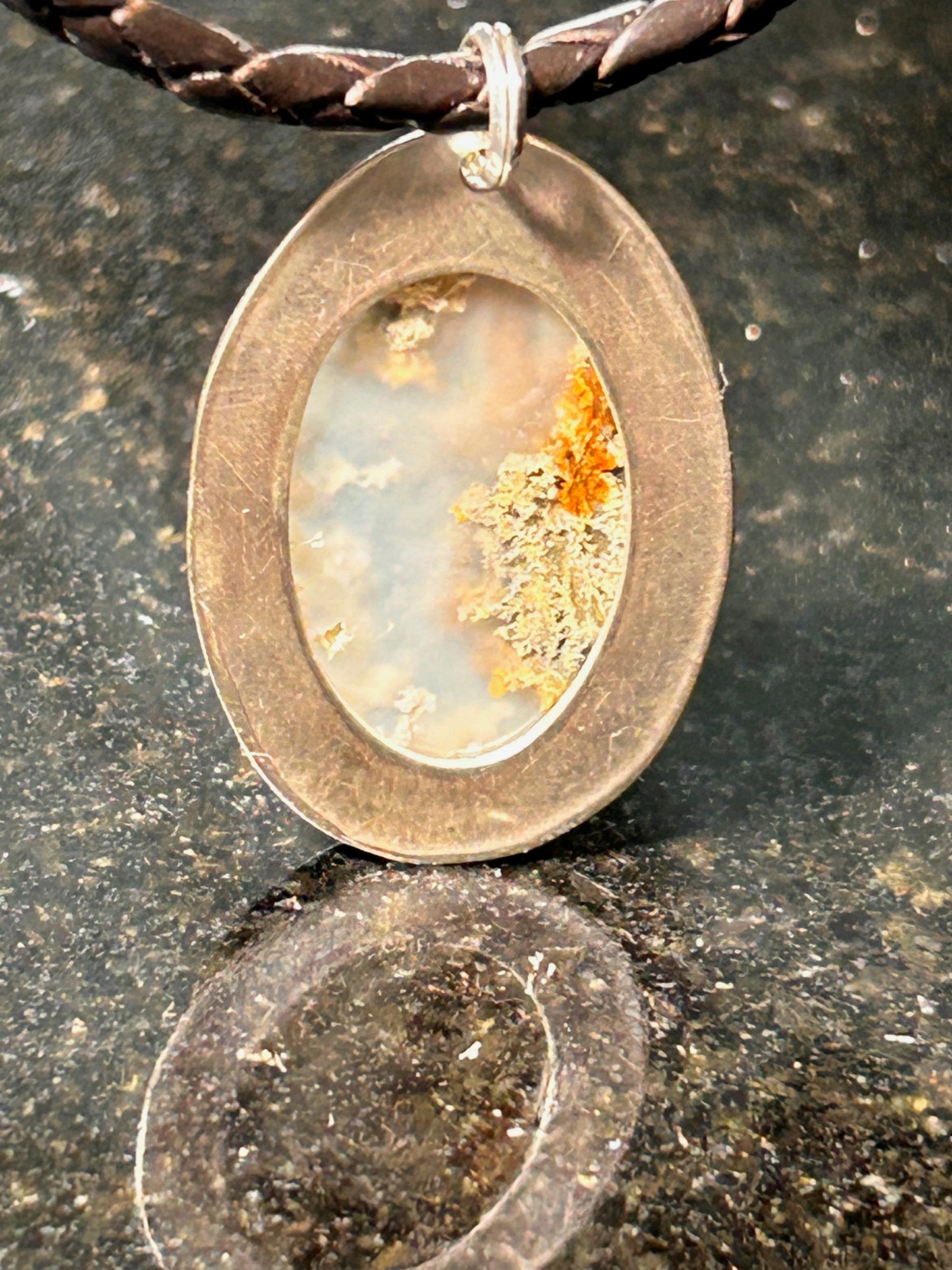 Graveyard Point Plume Agate Oval Pendant