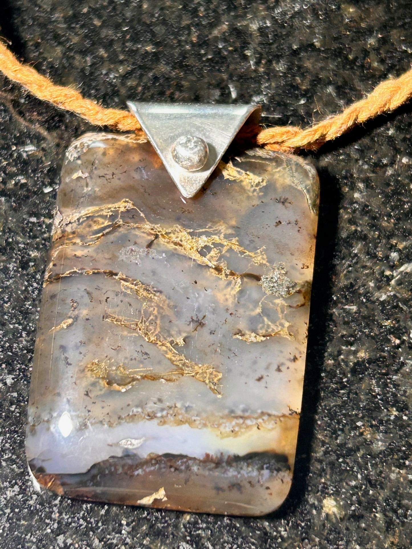 Moss Agate Rectangle Pendant