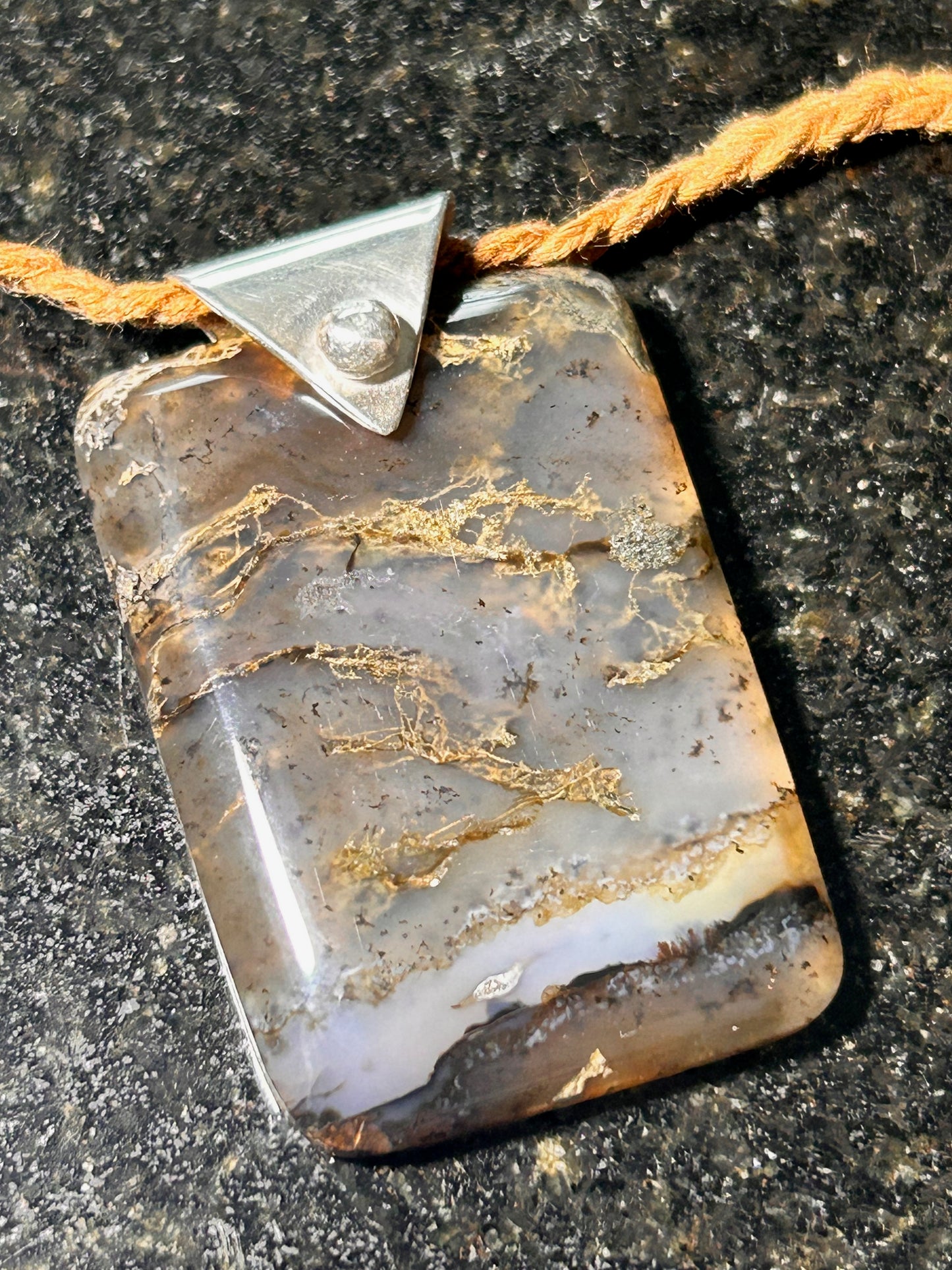 Moss Agate Rectangle Pendant