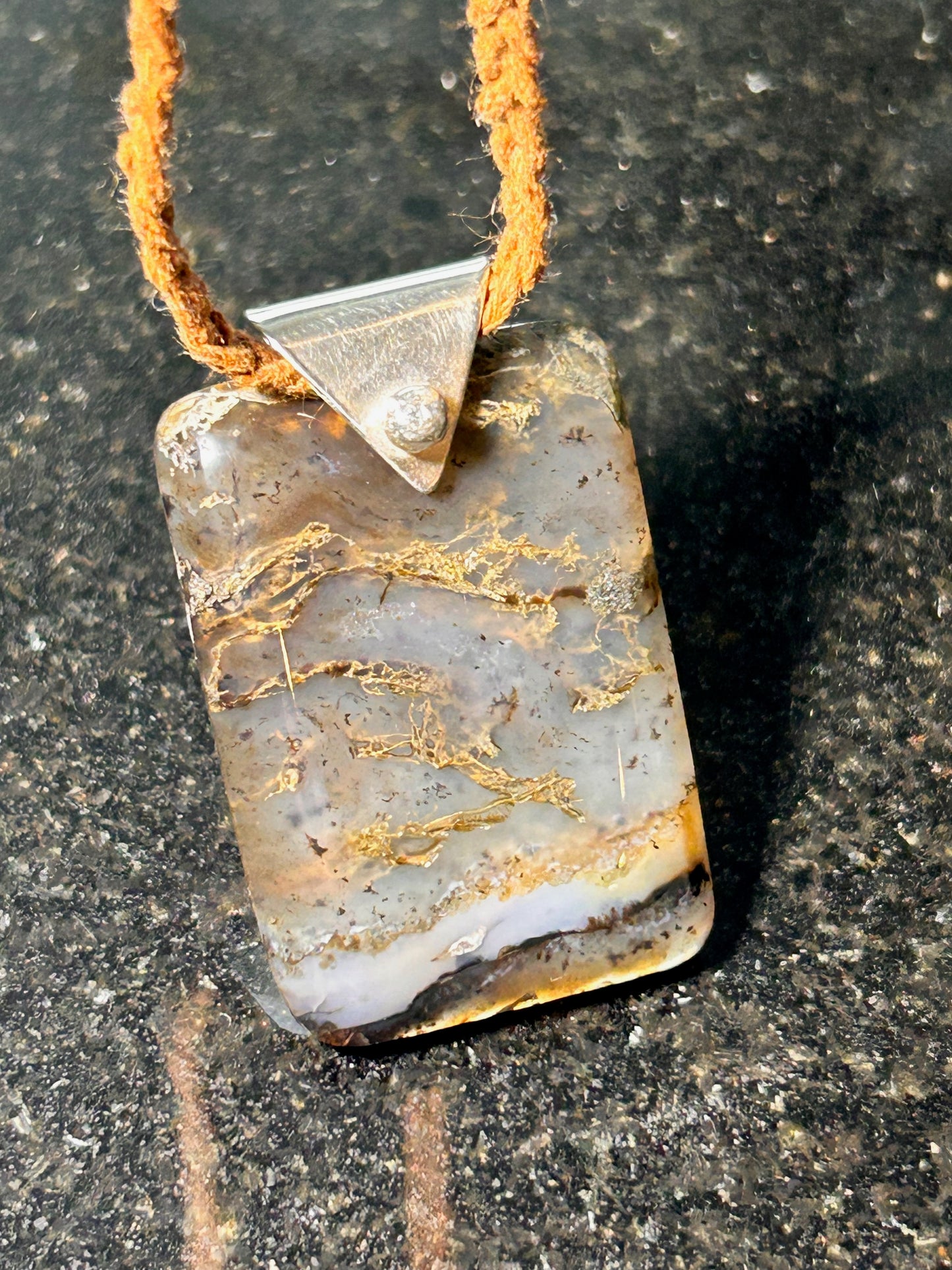 Moss Agate Rectangle Pendant