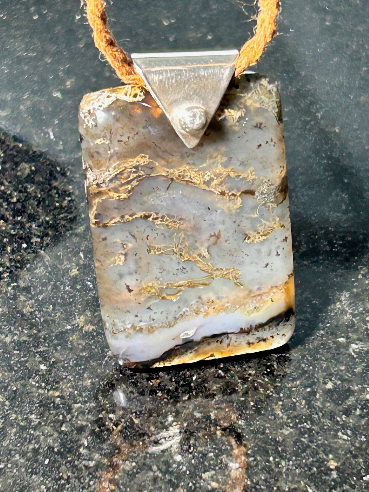 Moss Agate Rectangle Pendant