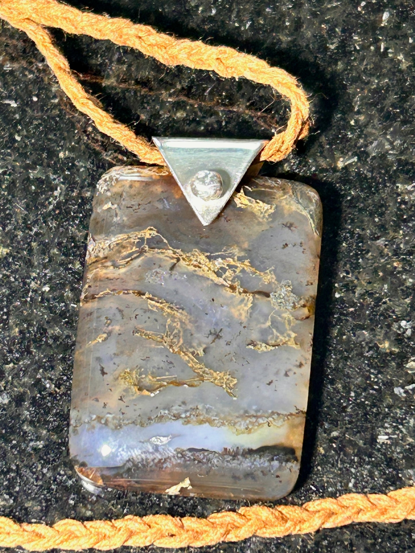 Moss Agate Rectangle Pendant