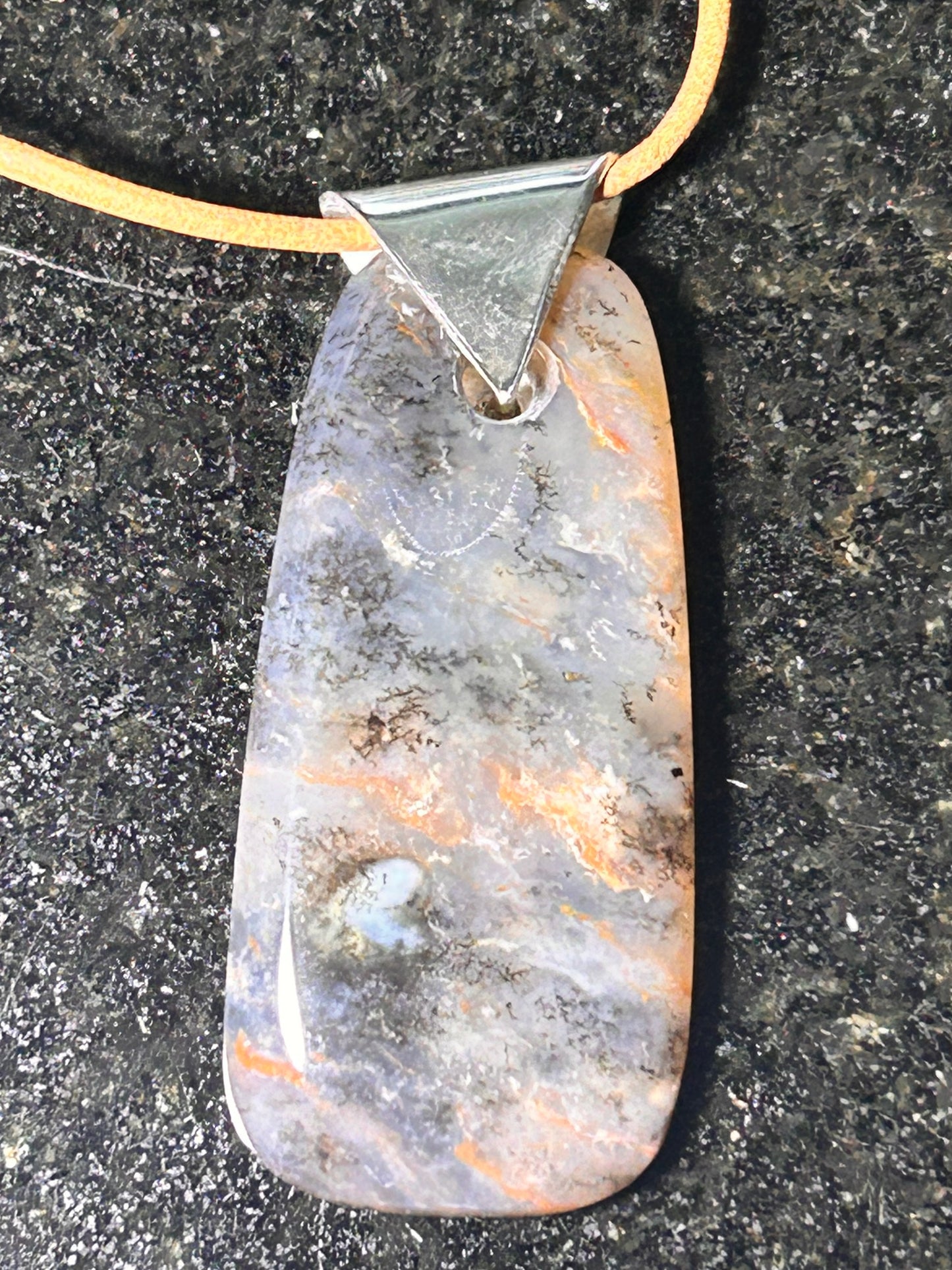 Moss Agate Tapered Rectangle Pendant