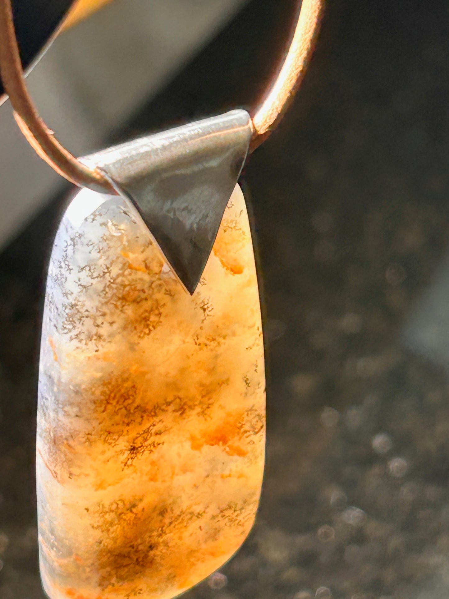 Moss Agate Tapered Rectangle Pendant