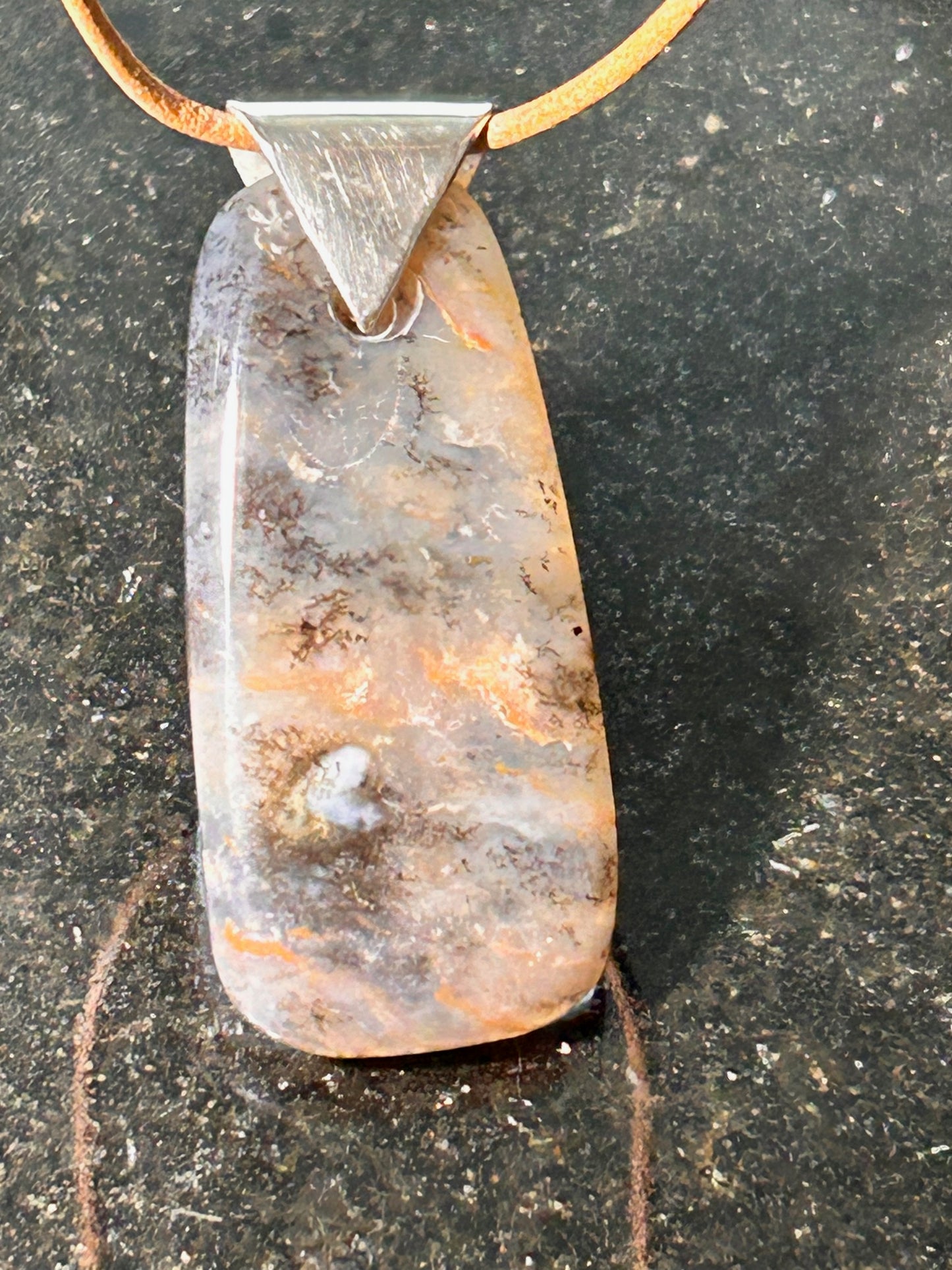 Moss Agate Tapered Rectangle Pendant