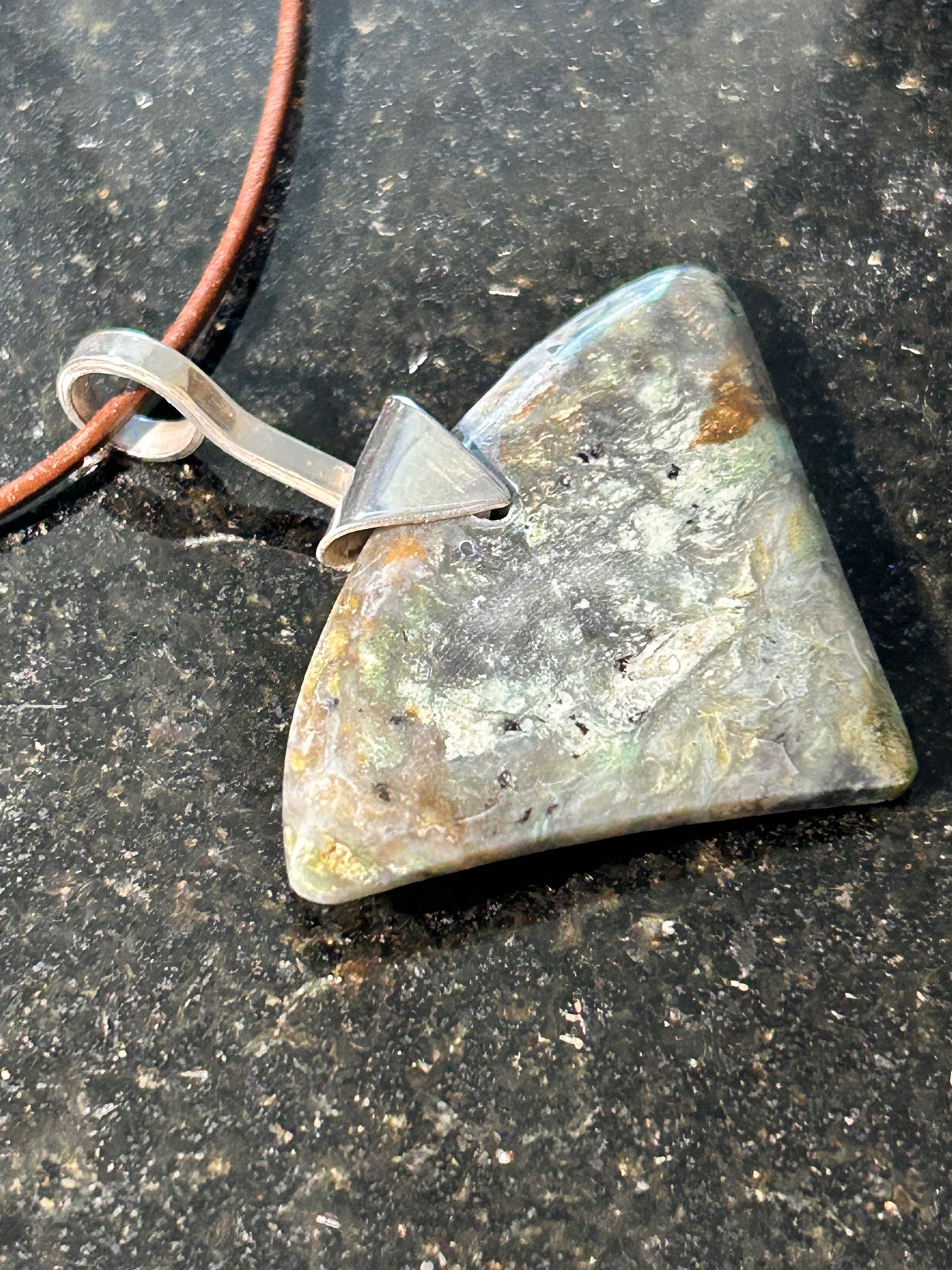 Serpentine Agate Triangle Pendant