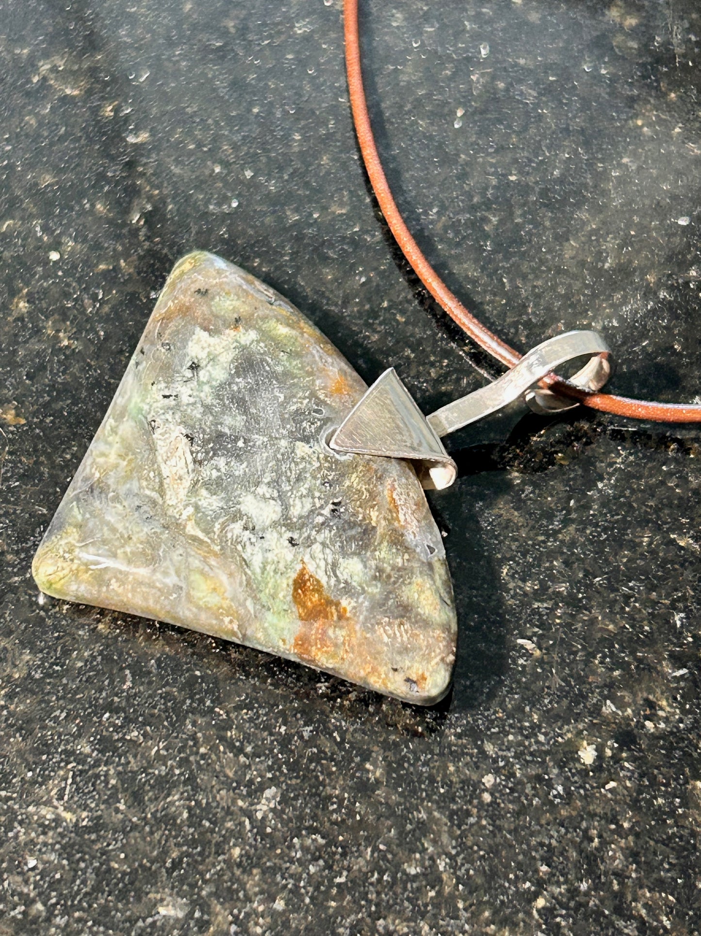 Serpentine Agate Triangle Pendant