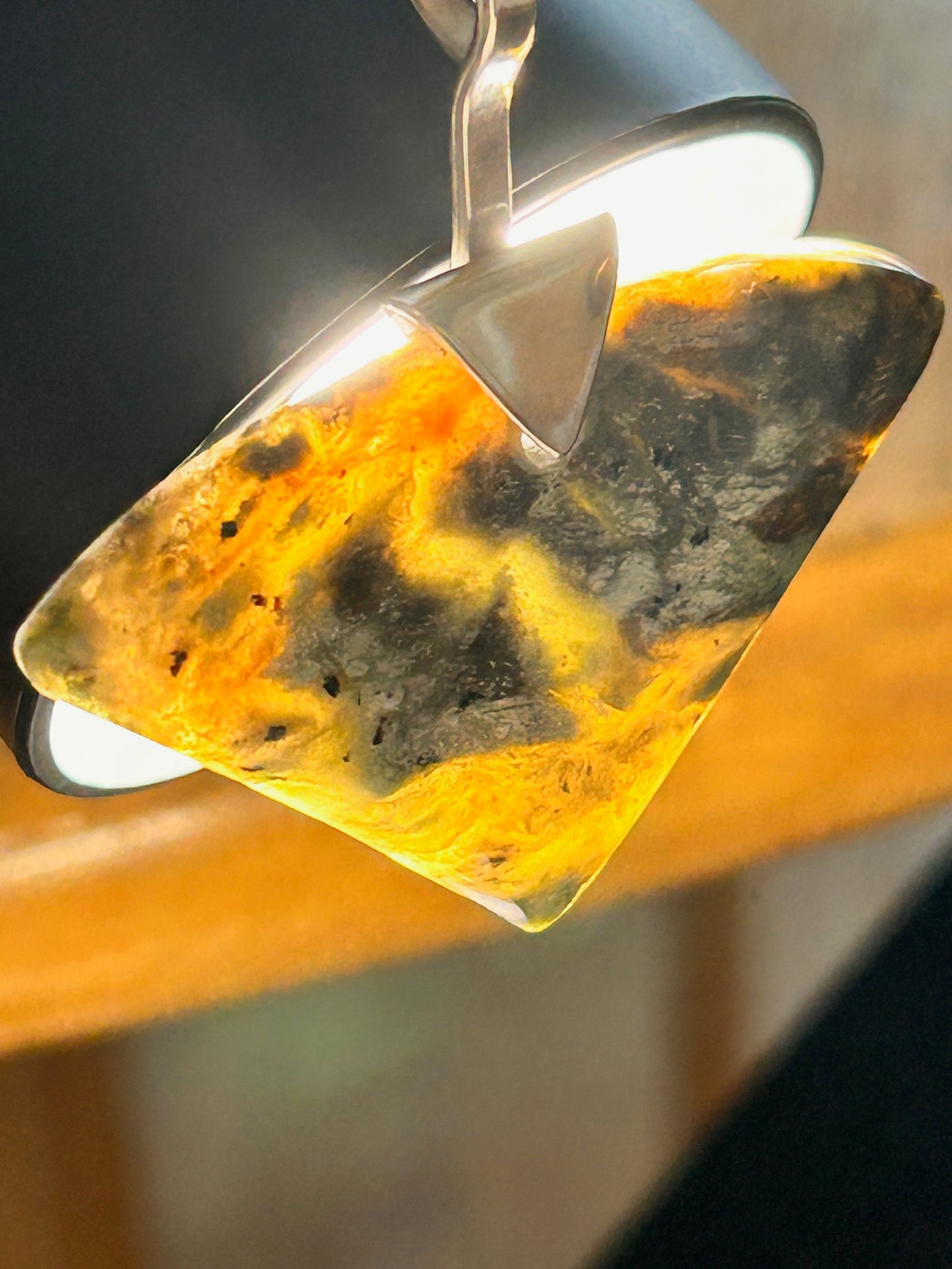 Serpentine Agate Triangle Pendant