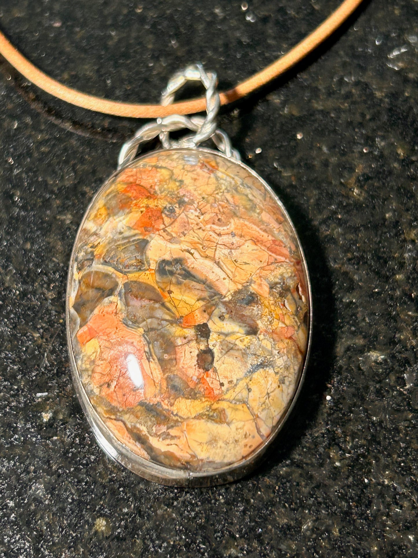 Mushroom Rhyolite Oval Pendant