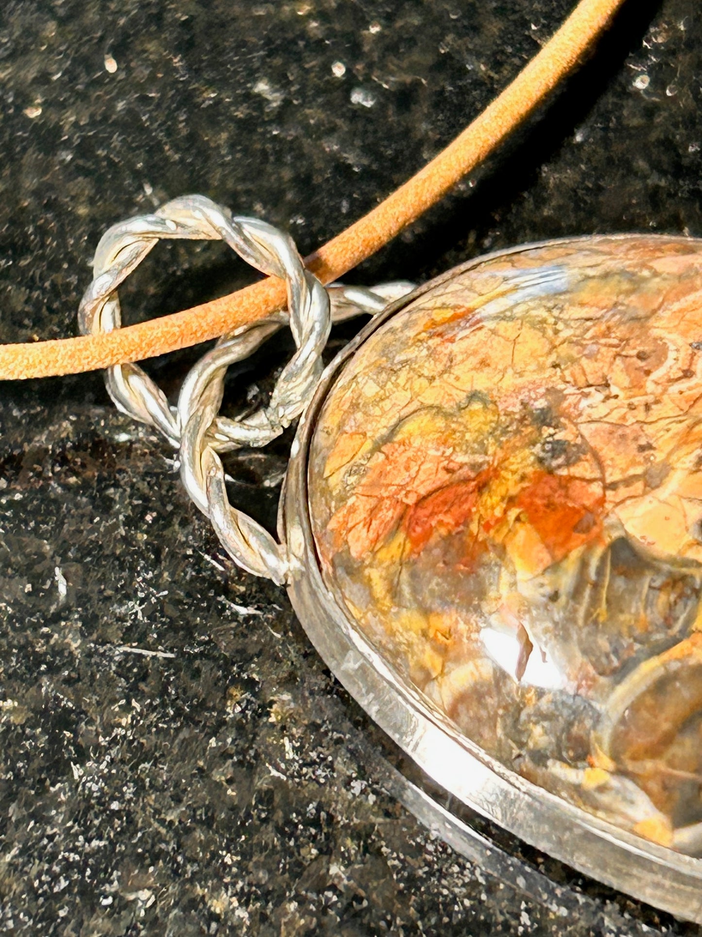 Mushroom Rhyolite Oval Pendant