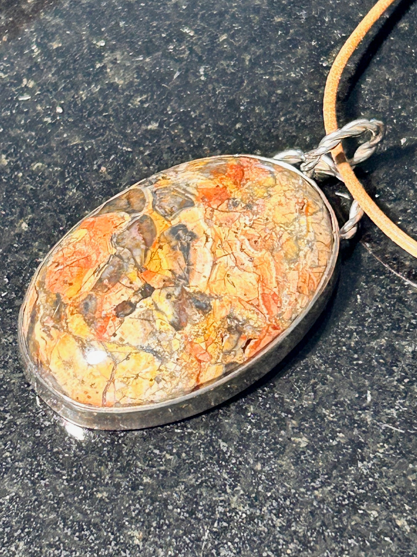 Mushroom Rhyolite Oval Pendant